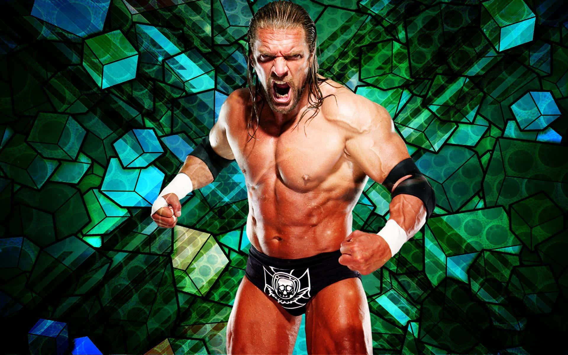 Triple H, green mosaic, vibrant green, Full HD Desktop Wallpaper
