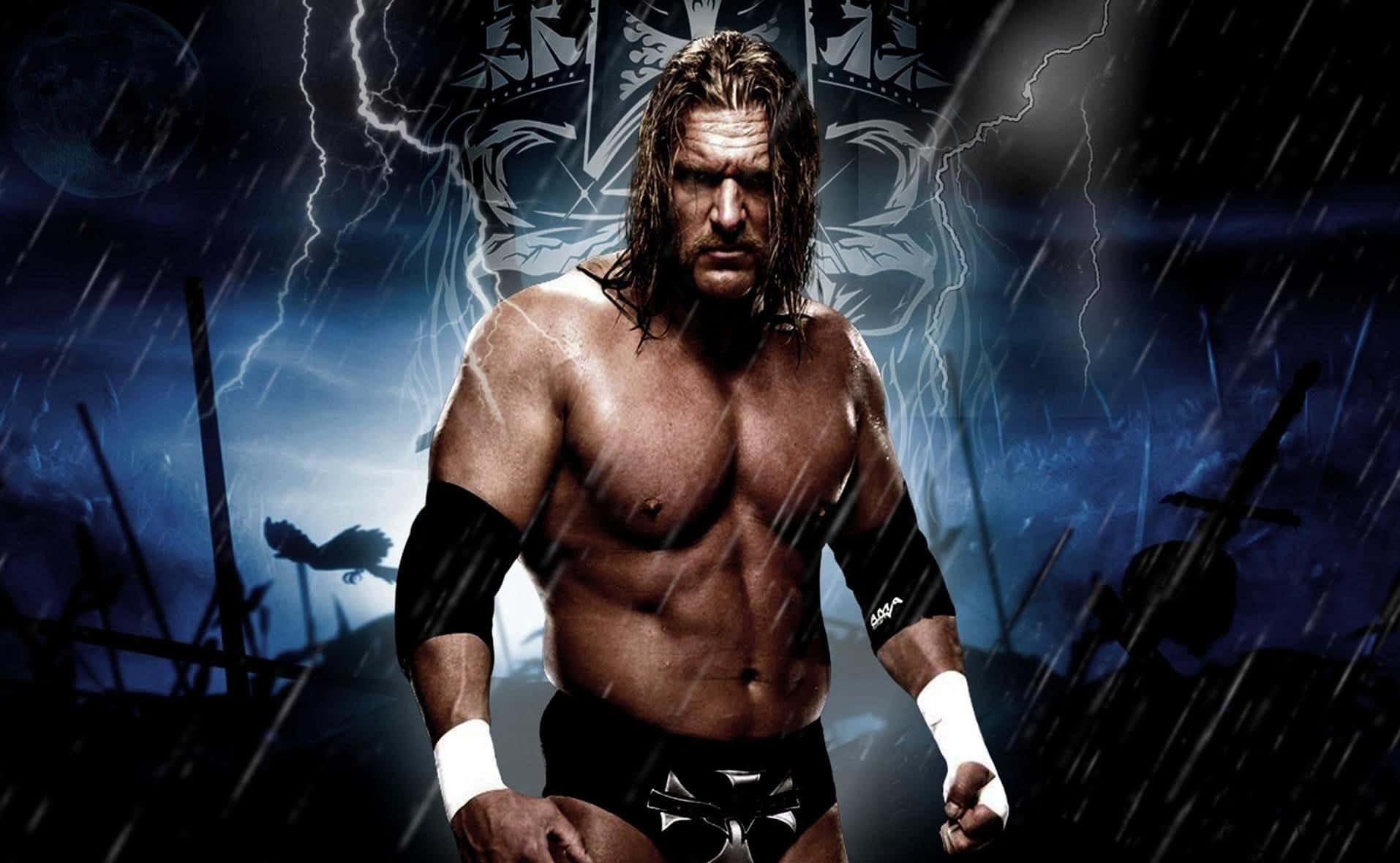 Triple H, stormy night, lightning, HD Desktop Wallpaper