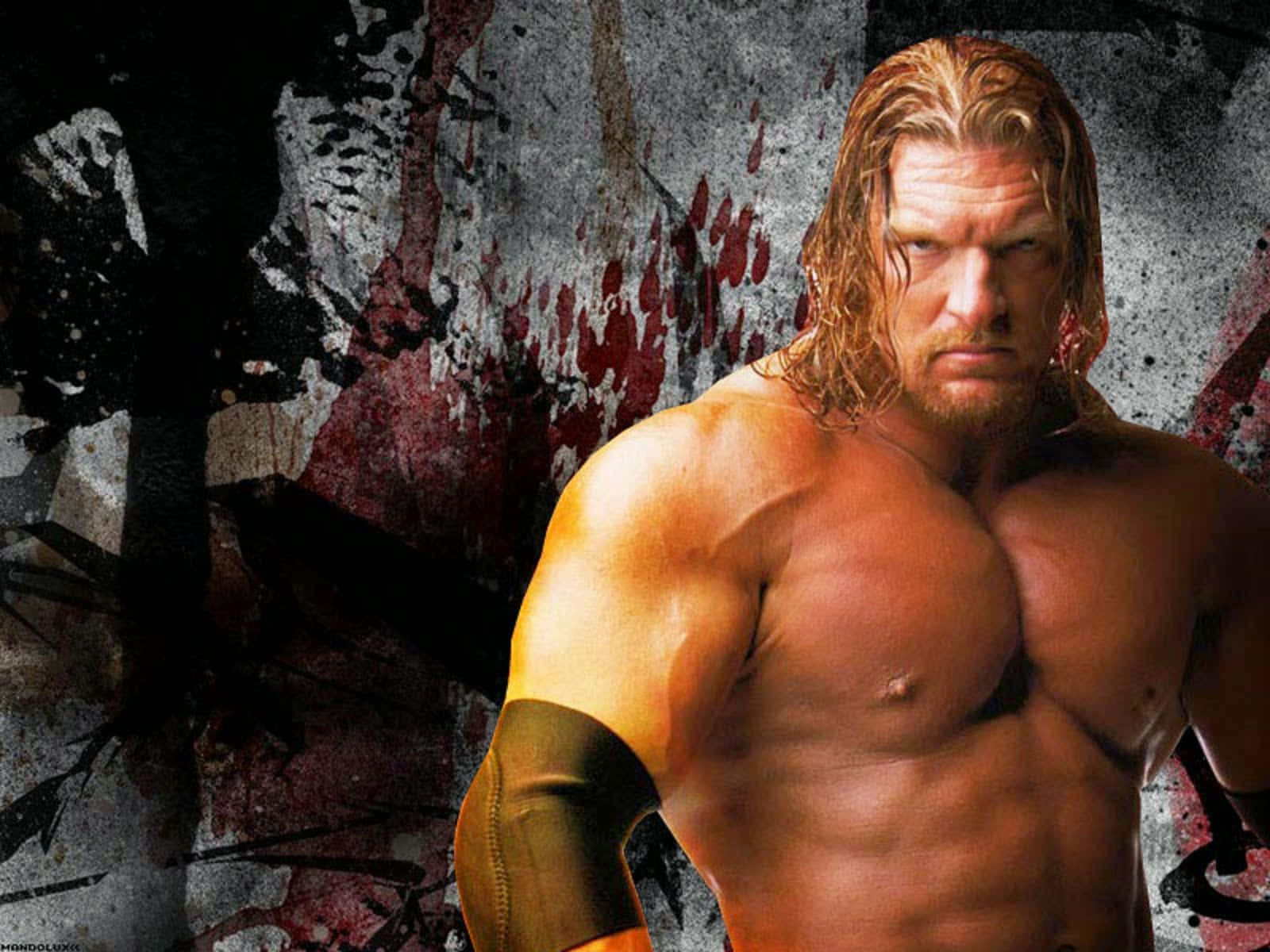 Triple H, black and red paint, muscular wrestler, HD Desktop Wallpaper