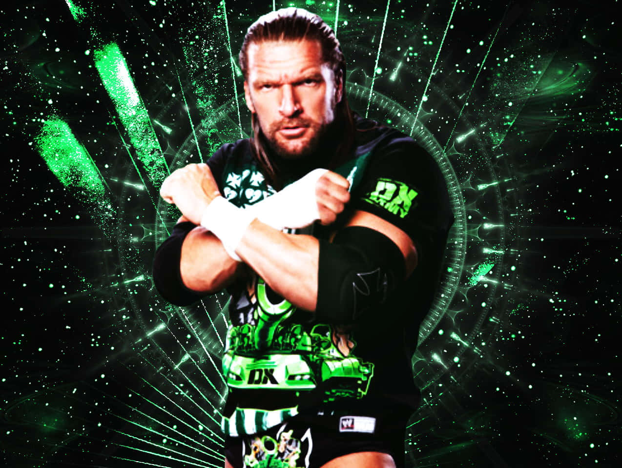 Triple H, dark green, abstract, SD Desktop Wallpaper