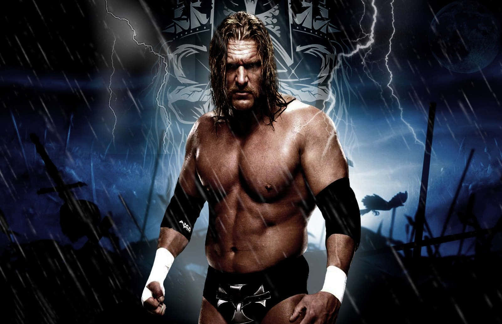 Triple H, blue and black, storm, HD Desktop Wallpaper