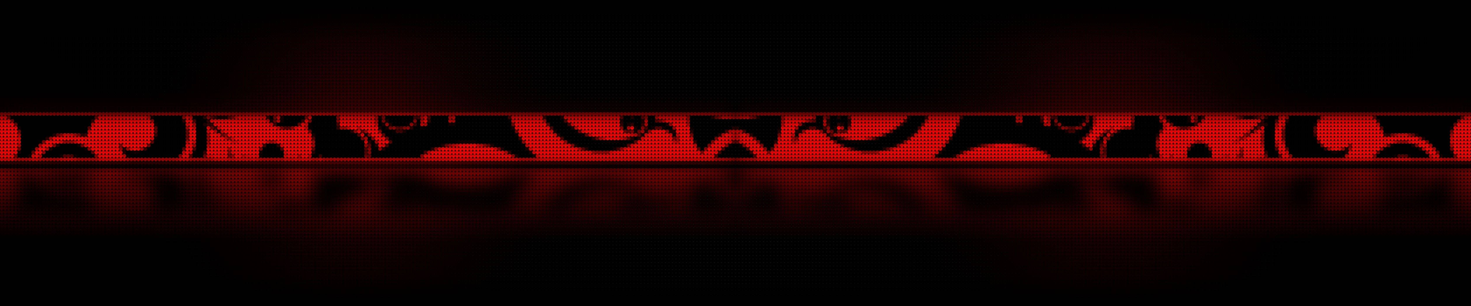 Triple Monitor, red, glowing red ornamental band, 4K Desktop Wallpaper