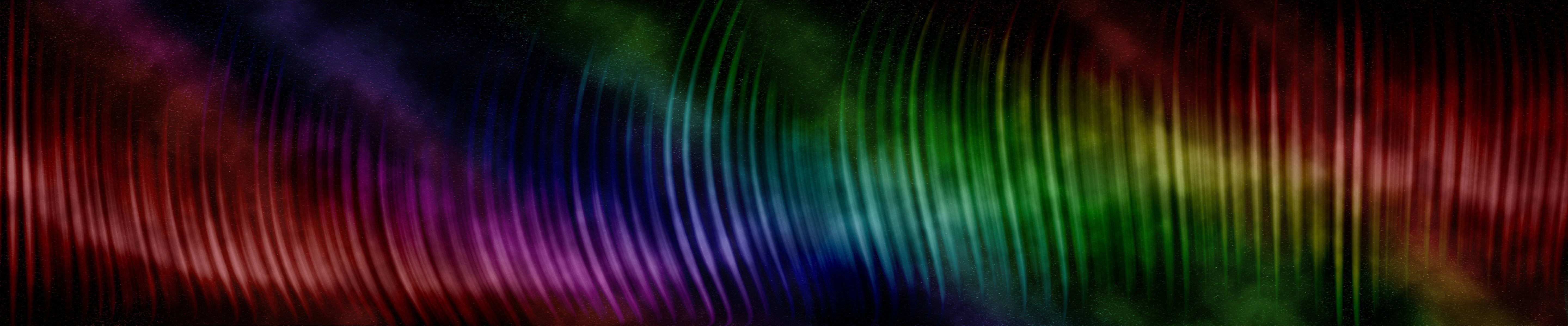 Triple Monitor, rainbow-colored, wavy lines, 5K Desktop Wallpaper