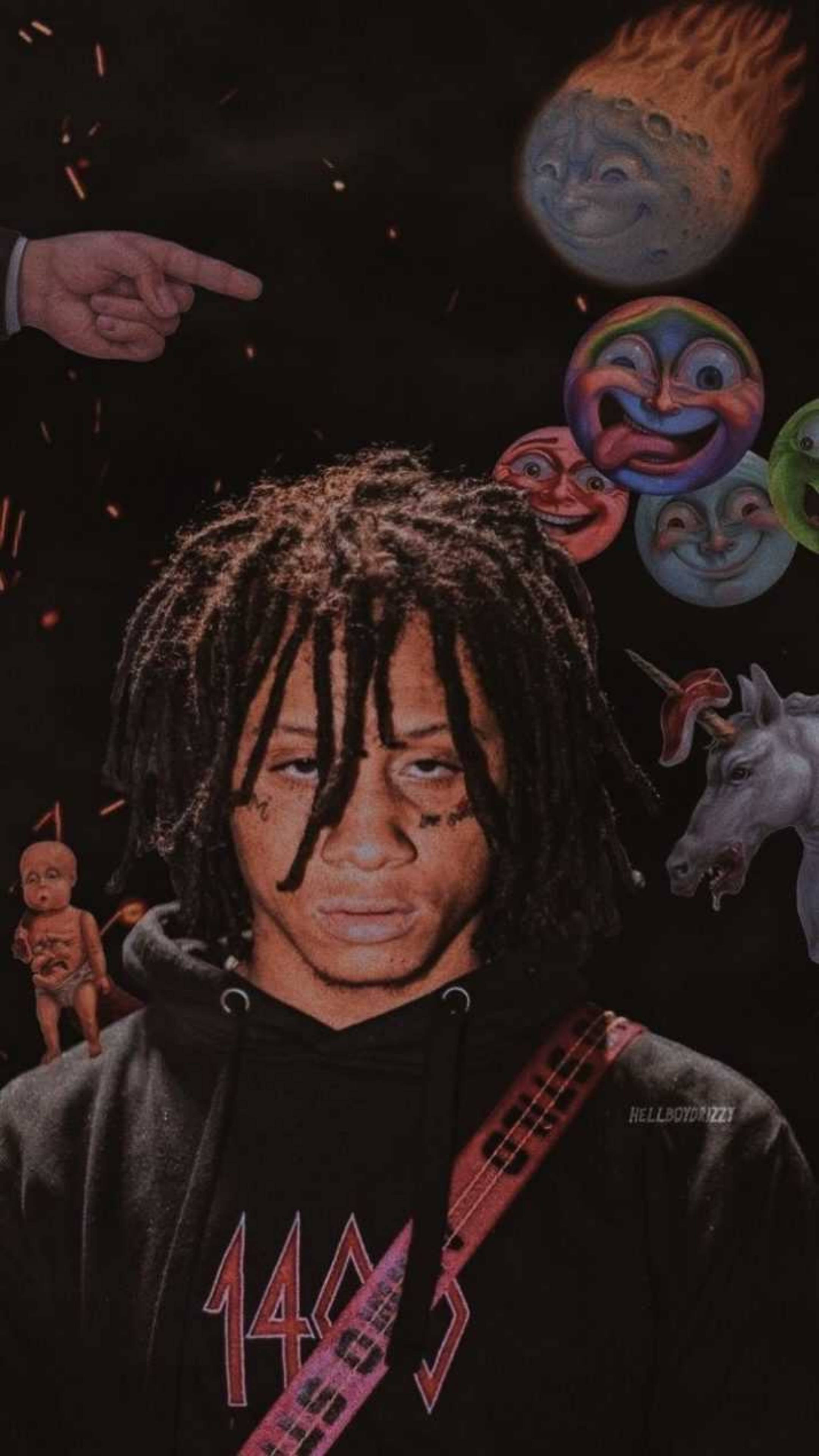 Trippie Redd, dreadlocks, pointing hand, 4K Phone Wallpaper