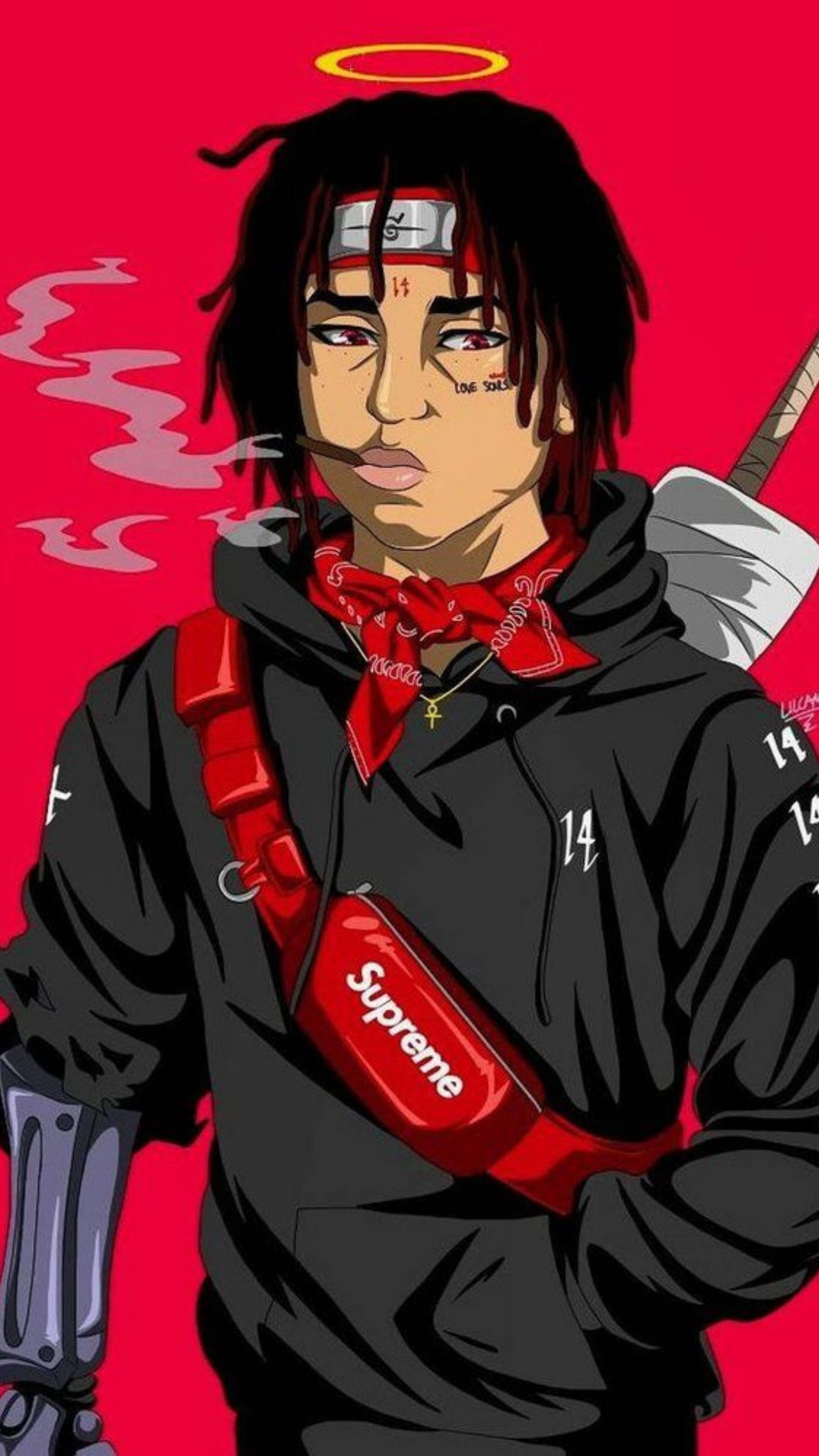 Trippie Redd, dreadlocks, red halo, 4K Phone Wallpaper