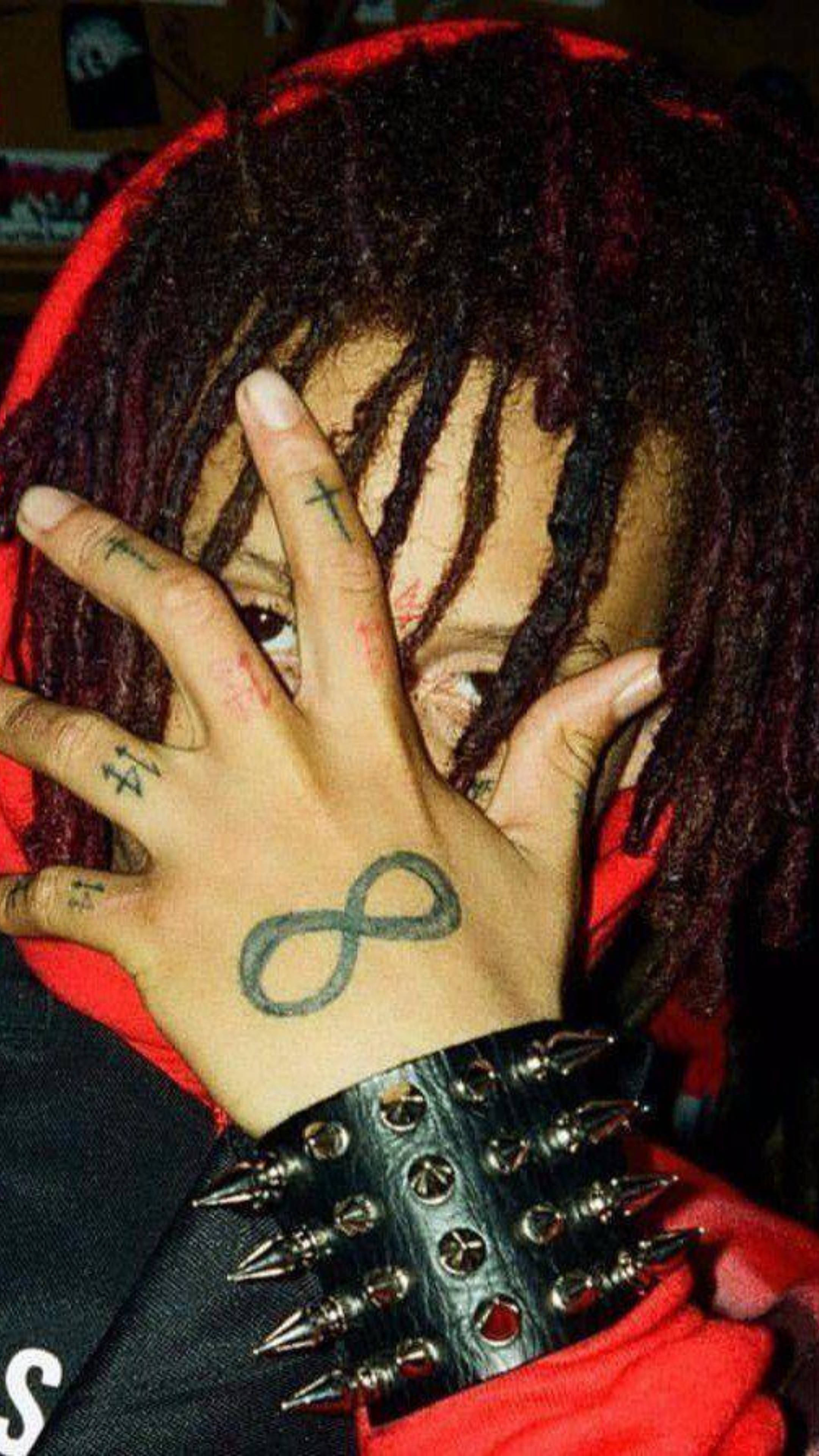 Trippie Redd, spiky wristband, red dreadlocks, 4K Phone Wallpaper