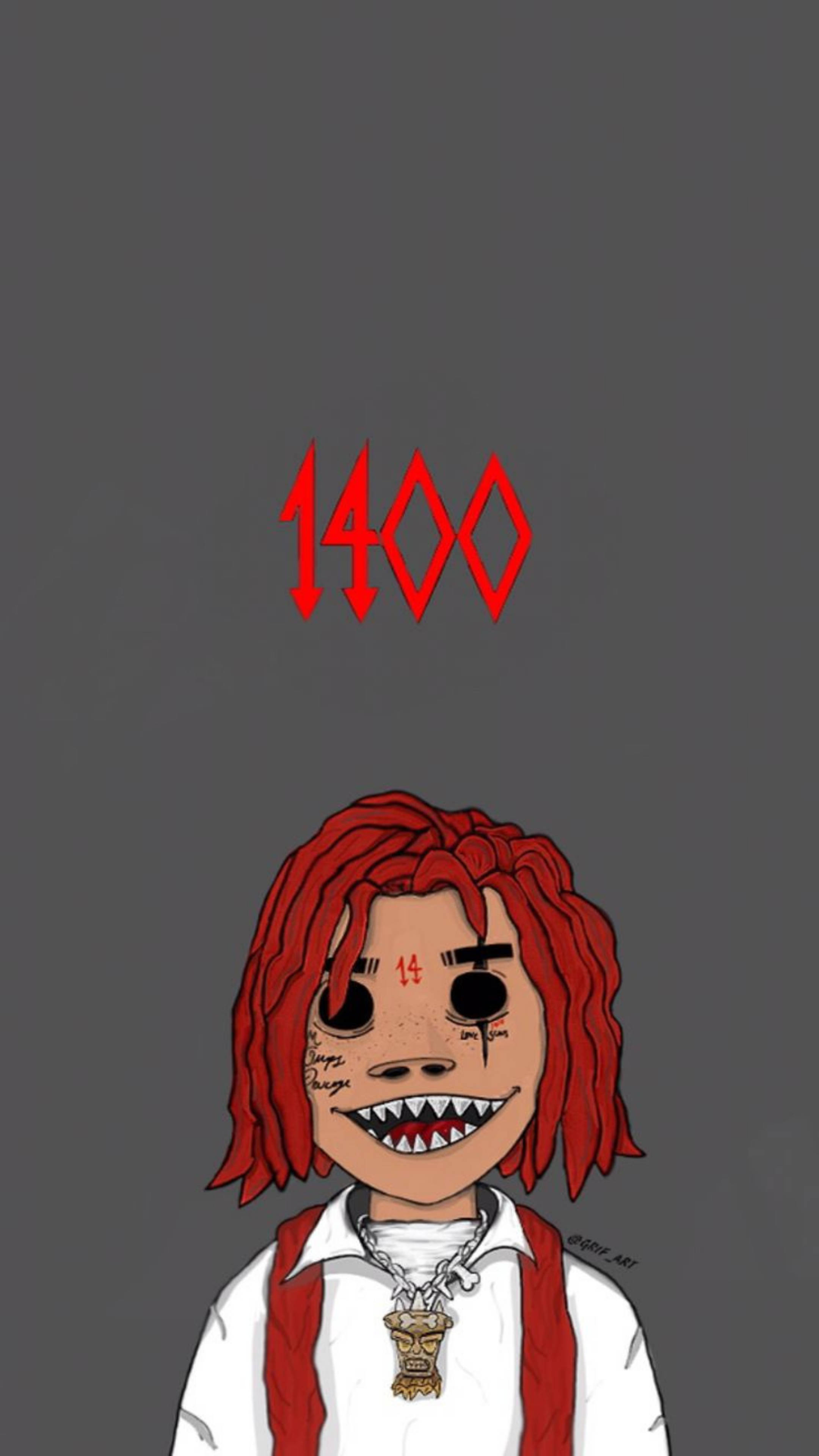 Trippie Redd, 1400, red dreadlocks, 4K Phone Wallpaper