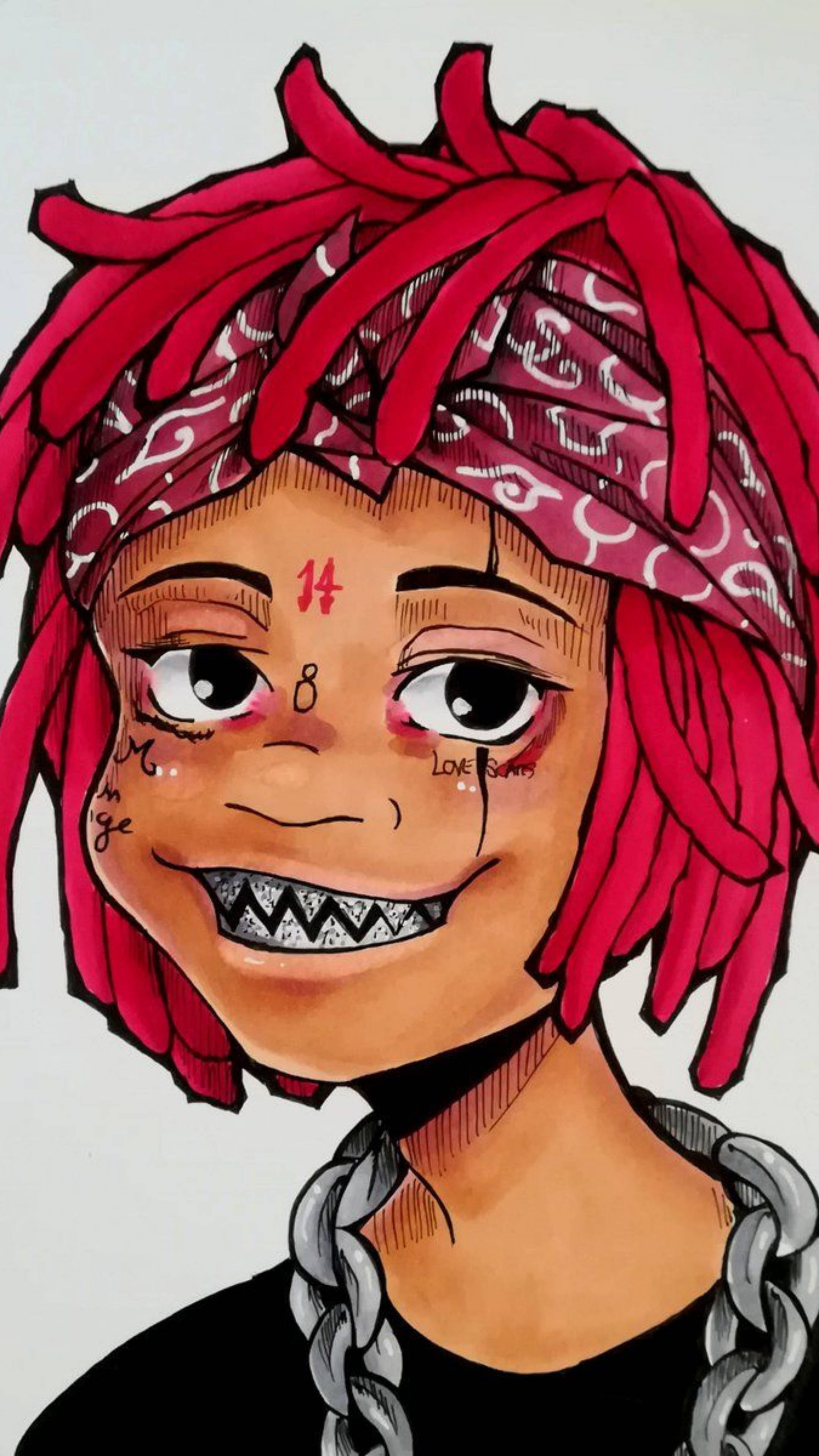 Trippie Redd, red dreadlocks, patterned bandana, 4K Phone Wallpaper