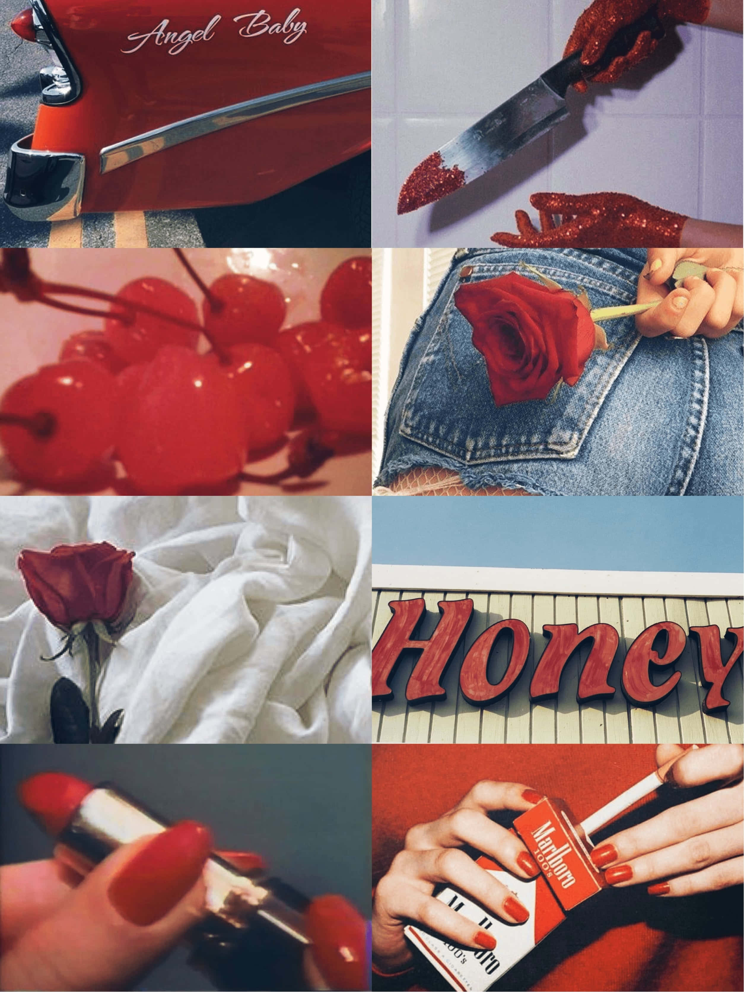 vintage car, cherry rose lipstick, cigarette hands, 2K Phone Wallpaper