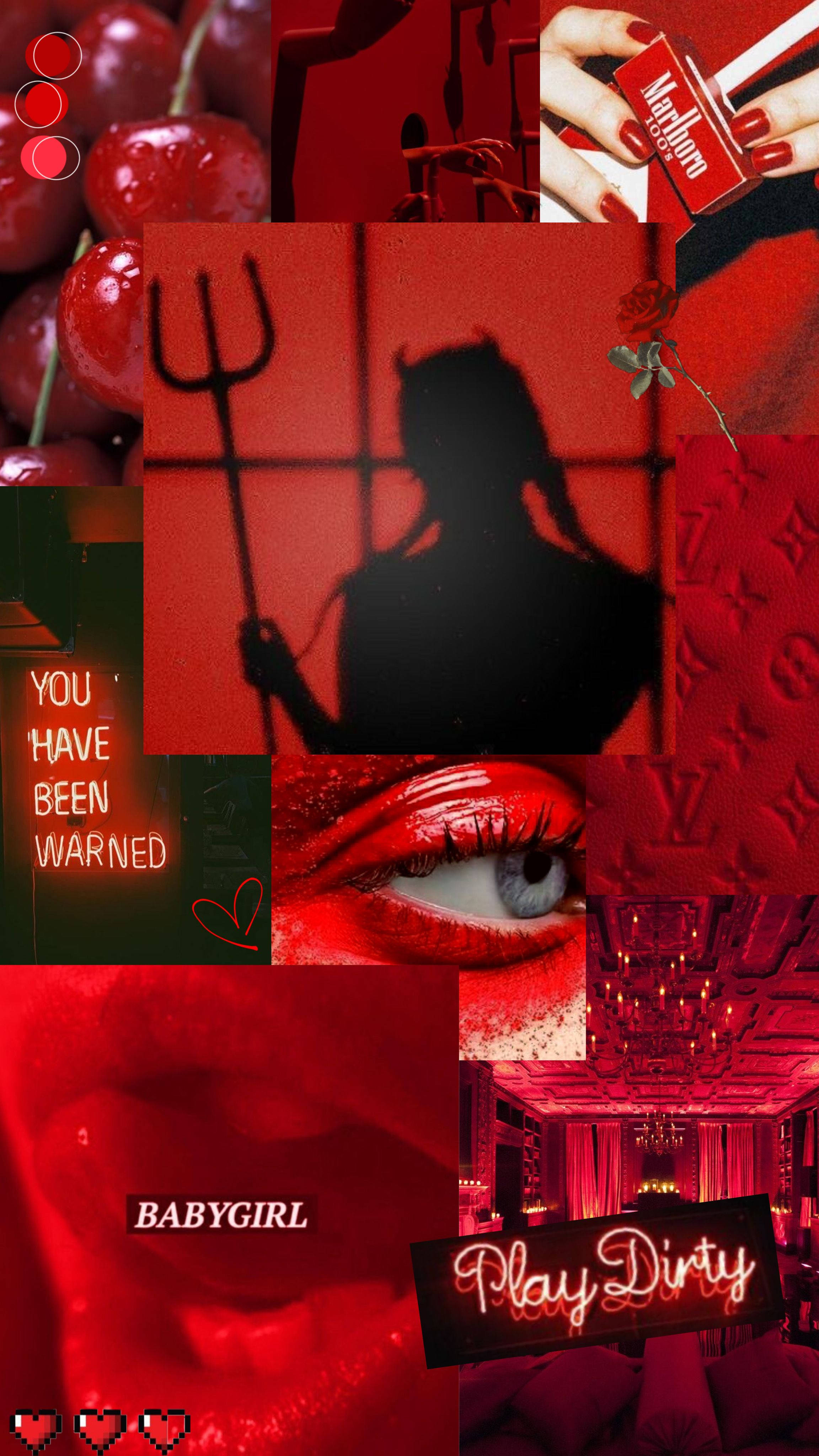 Aesthetic Red Baddie, red-themed, cherries, 4K Phone Wallpaper