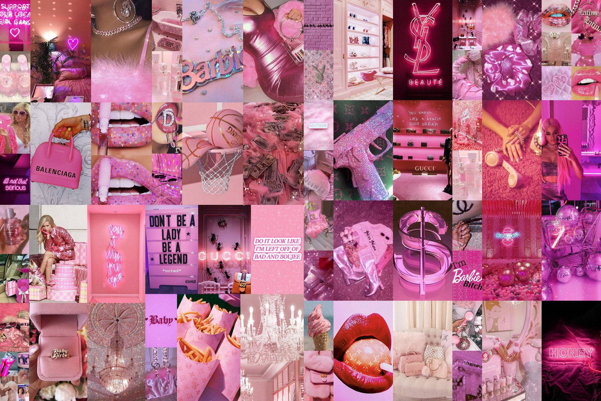 Barbiecore aesthetic, vibrant pink, luxury fashion accessories, Full HD Desktop Wallpaper