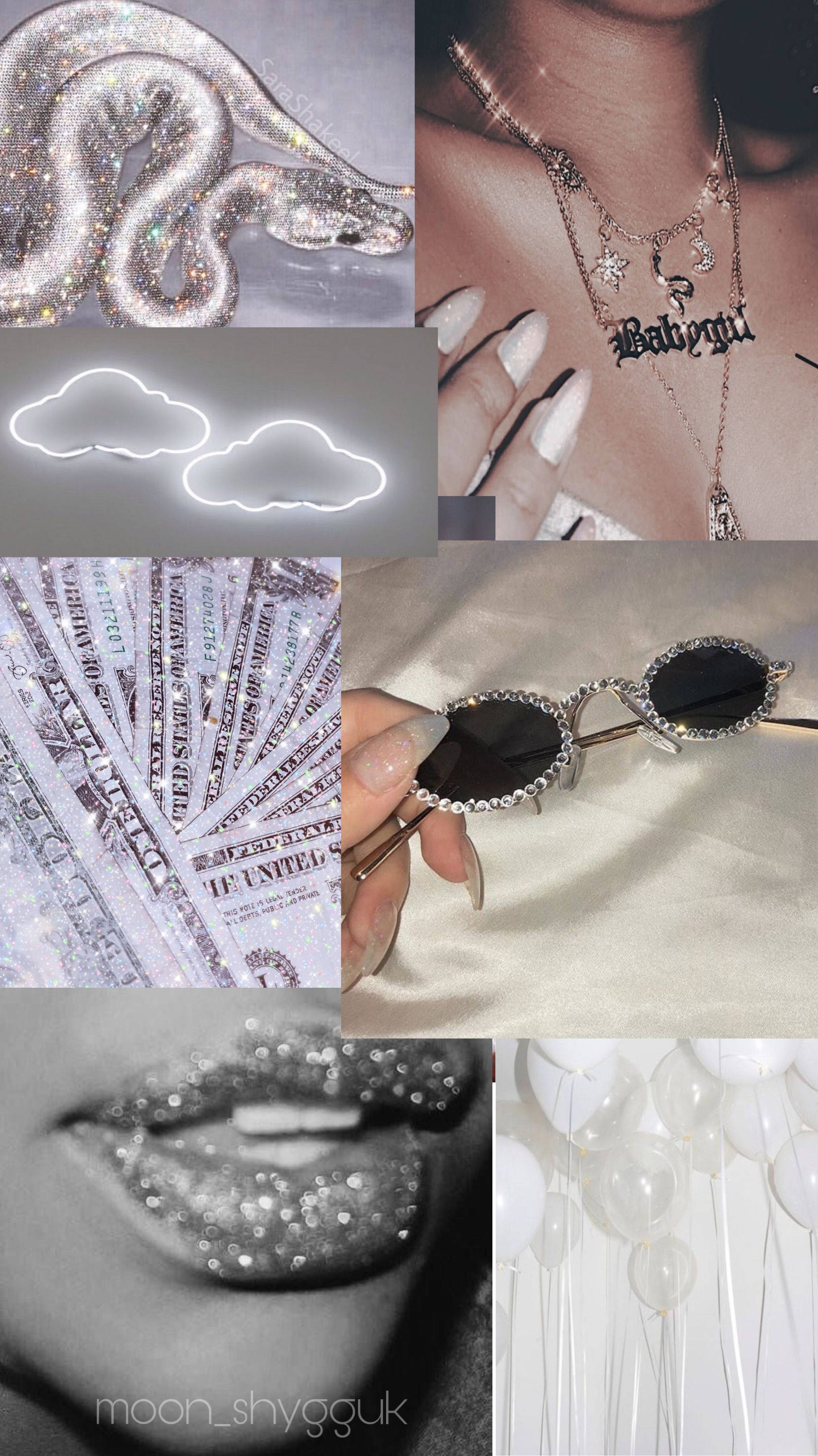 snake necklace, dollar bills, rhinestone sunglasses, 2K Phone Wallpaper