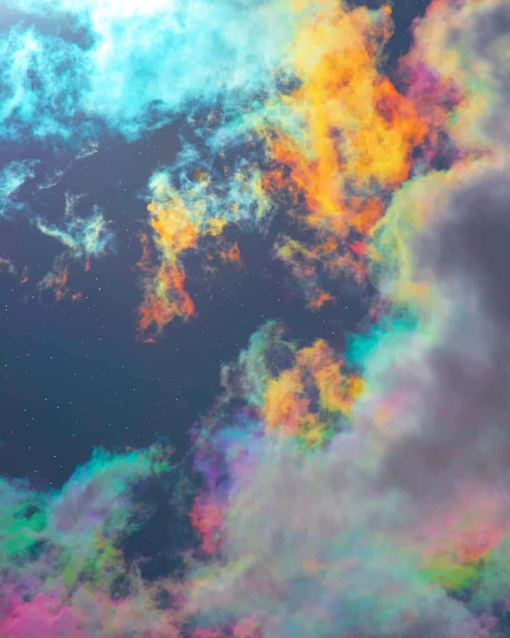 cosmic nebula, swirling turquoise orange and purple clouds, starry night sky, HD Phone Wallpaper