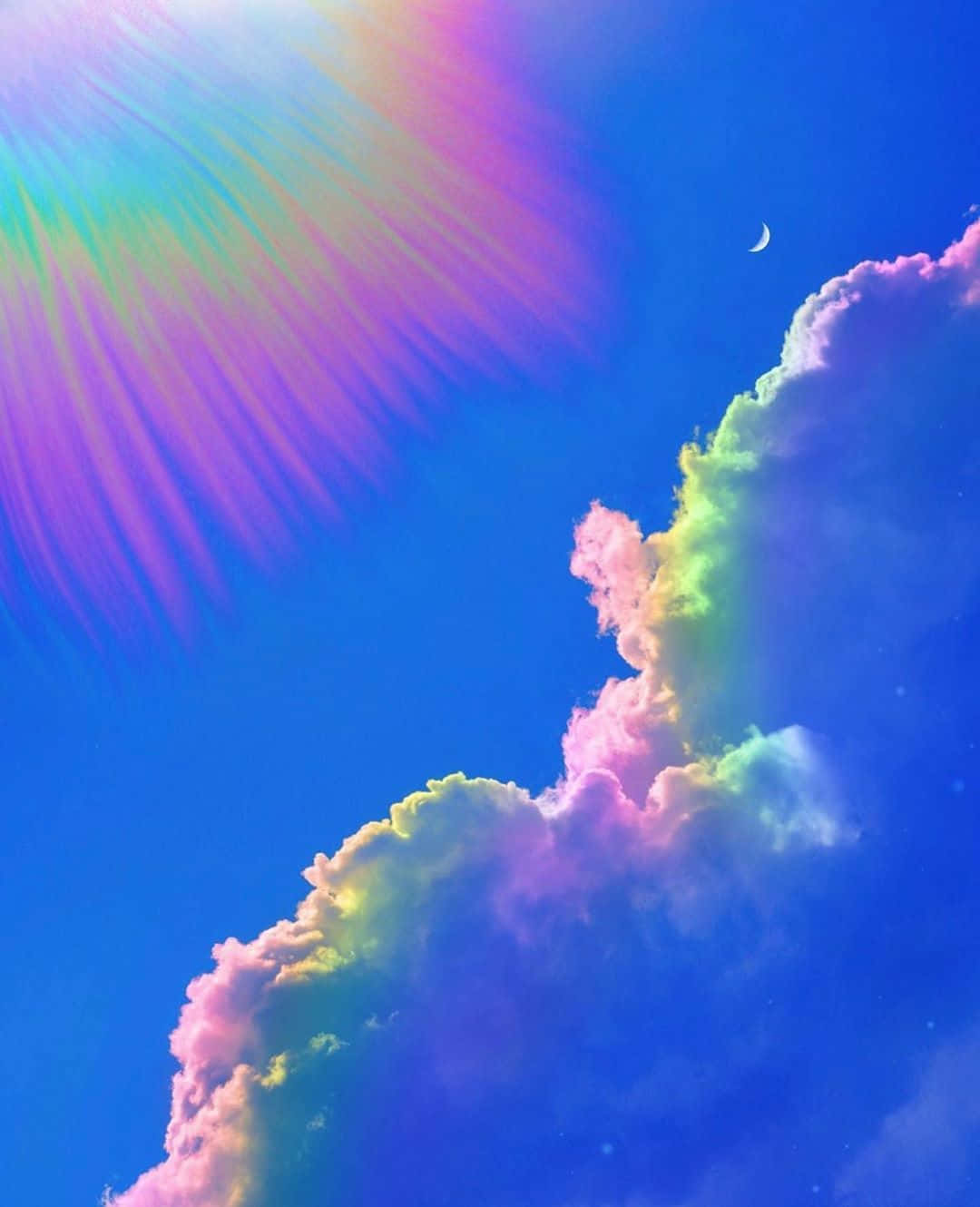 Trippy Aesthetic Cloud, rainbow clouds, vivid blue sky, HD Phone Wallpaper