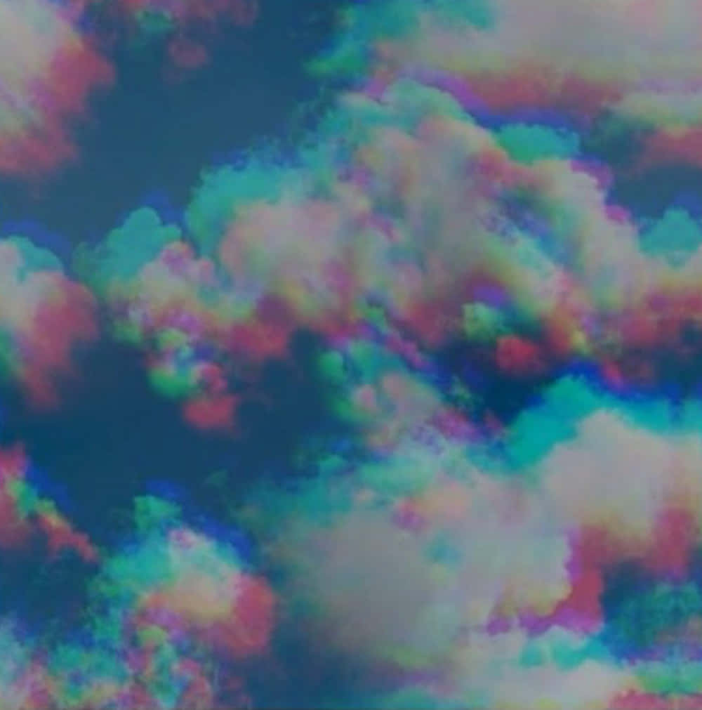 Trippy Aesthetic Clouds, glitch shadows, teal, SD Phone Wallpaper