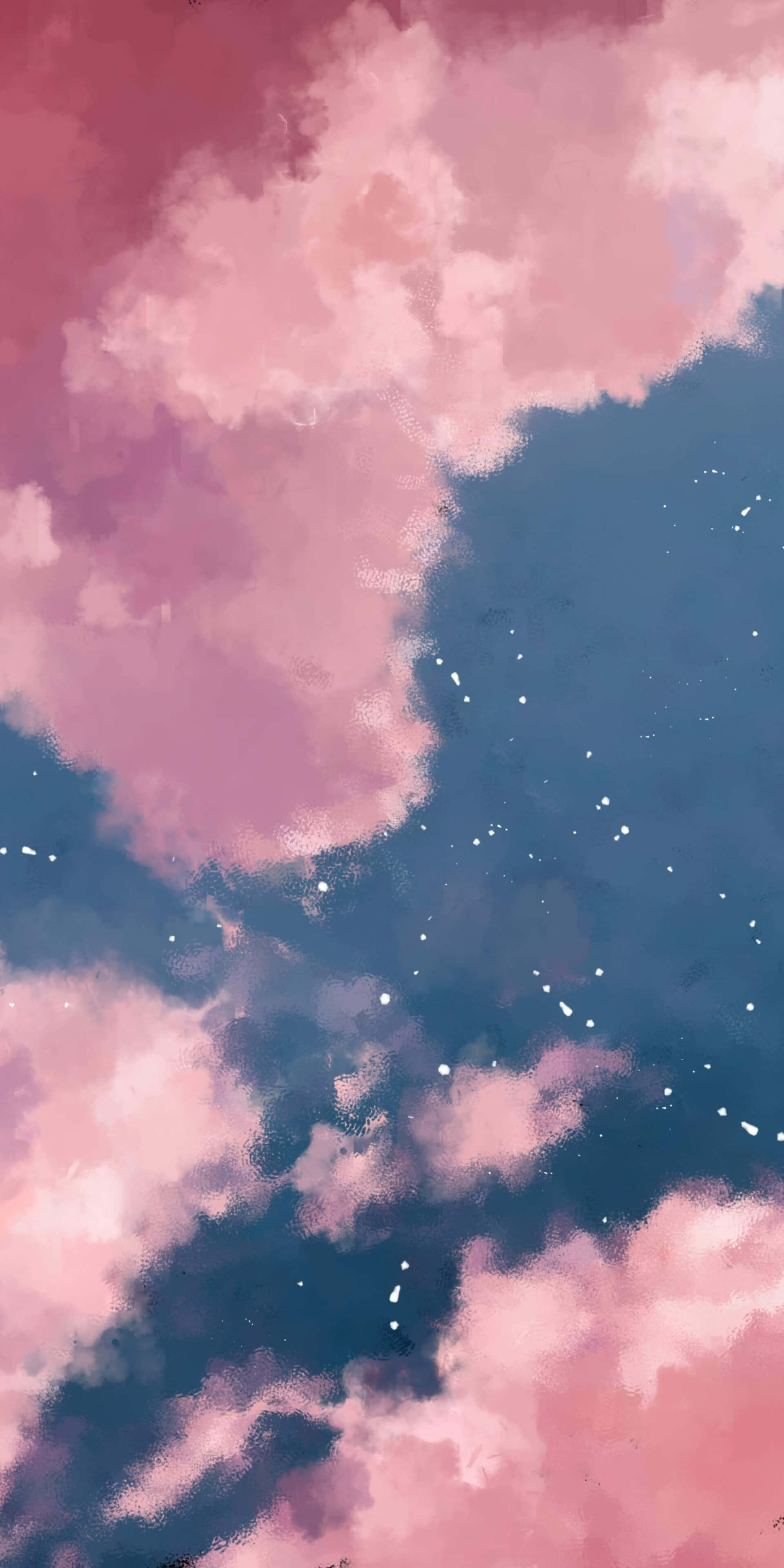 Trippy Aesthetic Clouds, pastel pink, deep blue sky, 4K Phone Wallpaper