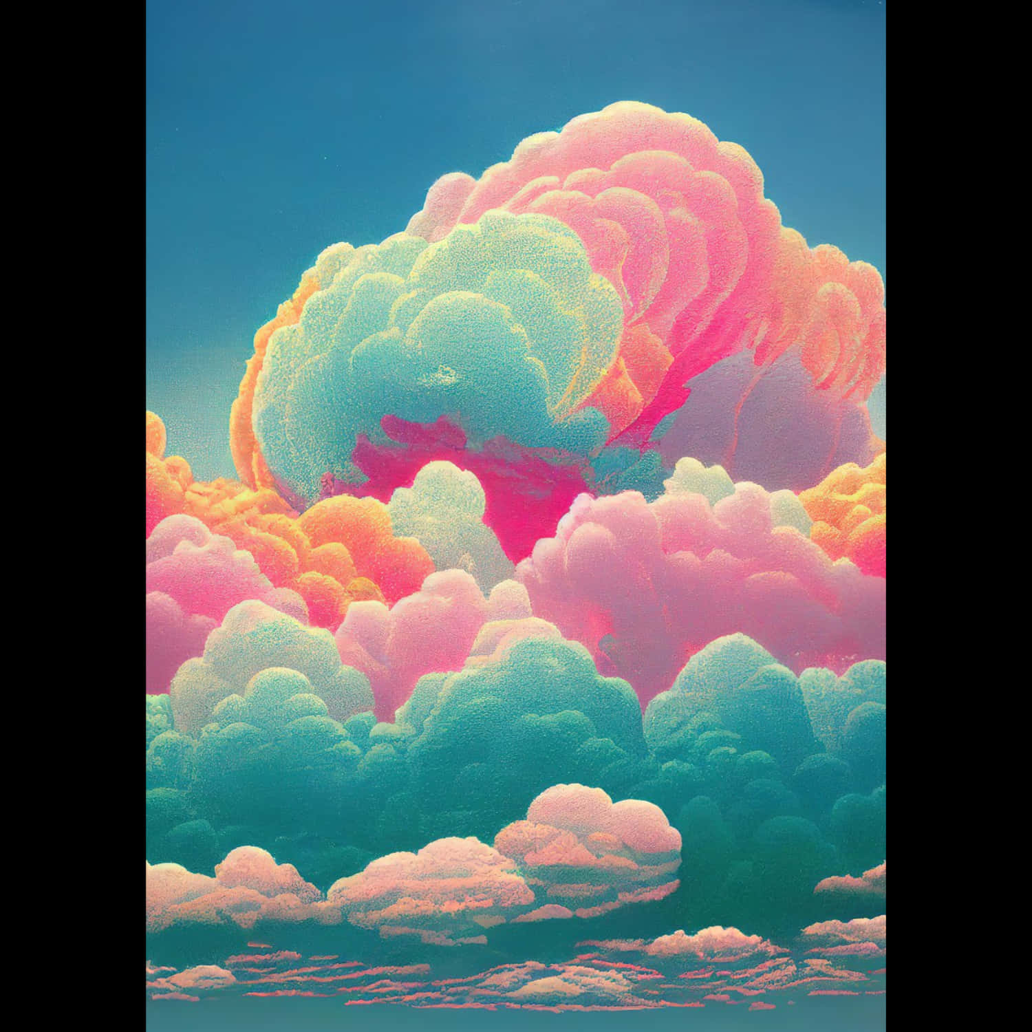 cotton candy trippy aesthetic clouds, pink, teal, HD Desktop Wallpaper