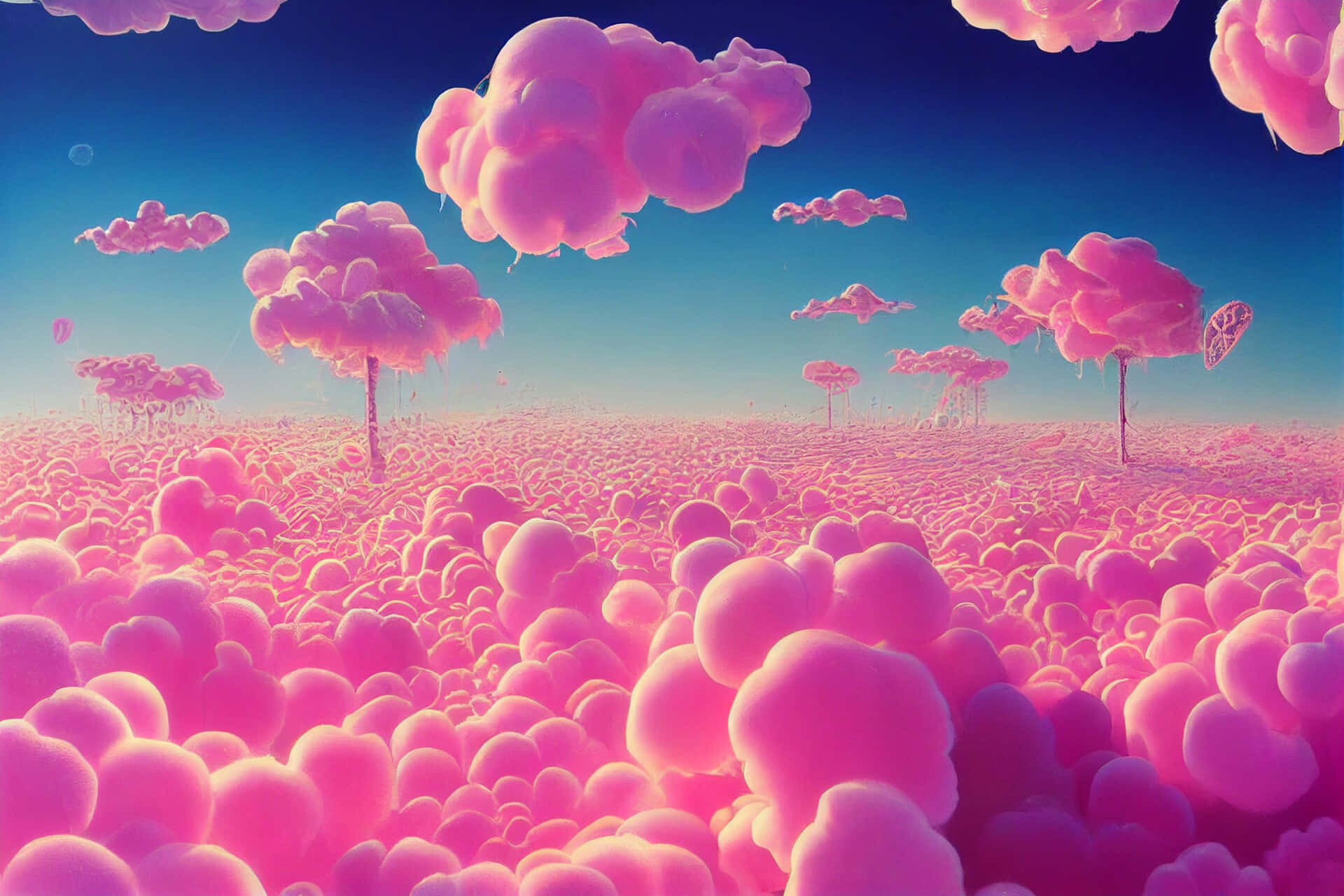 cotton candy pink, trippy aesthetic clouds, surreal landscape, Full HD Desktop Wallpaper