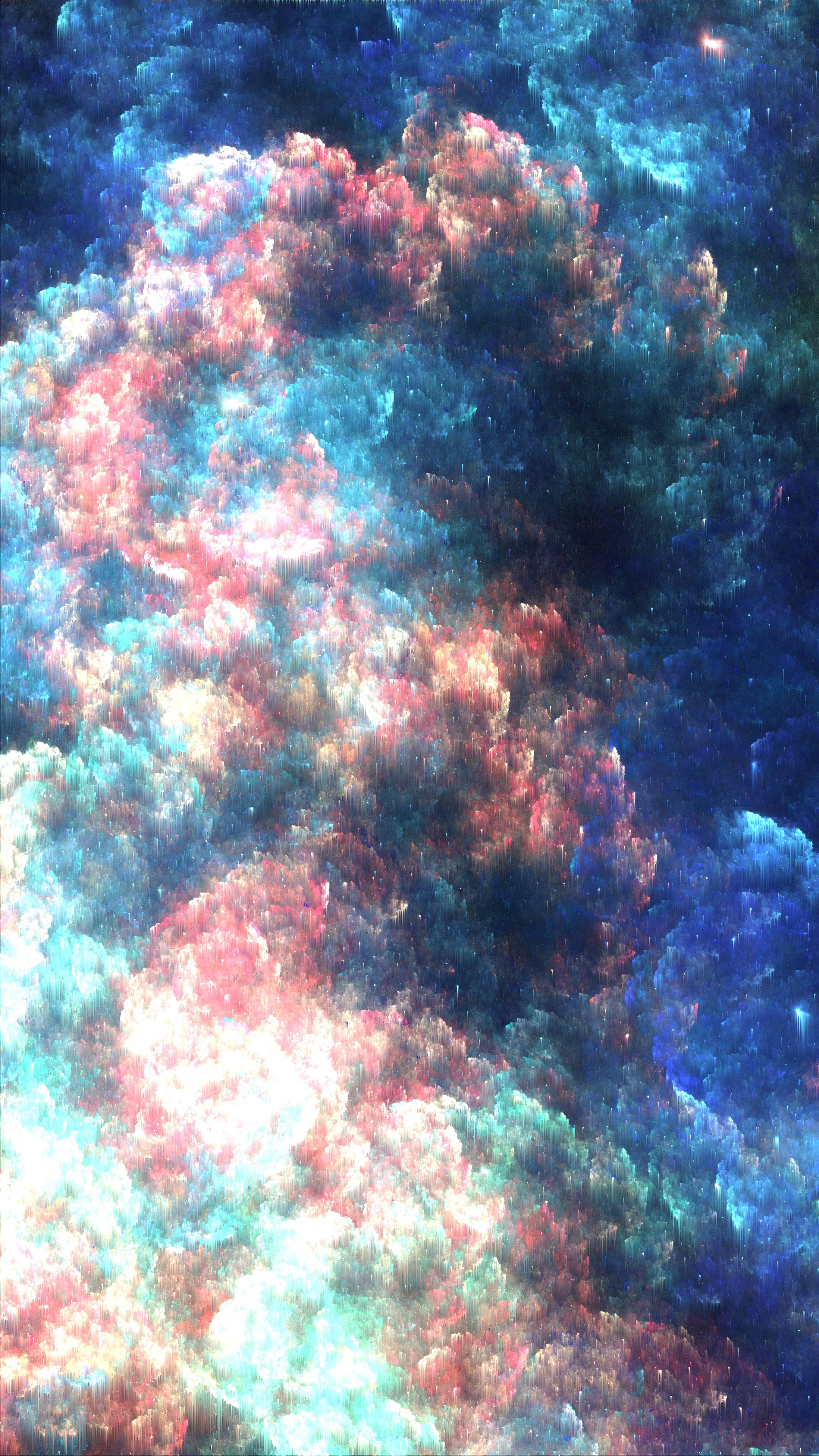 cosmic nebula, pink teal, deep blue, 4K Phone Wallpaper