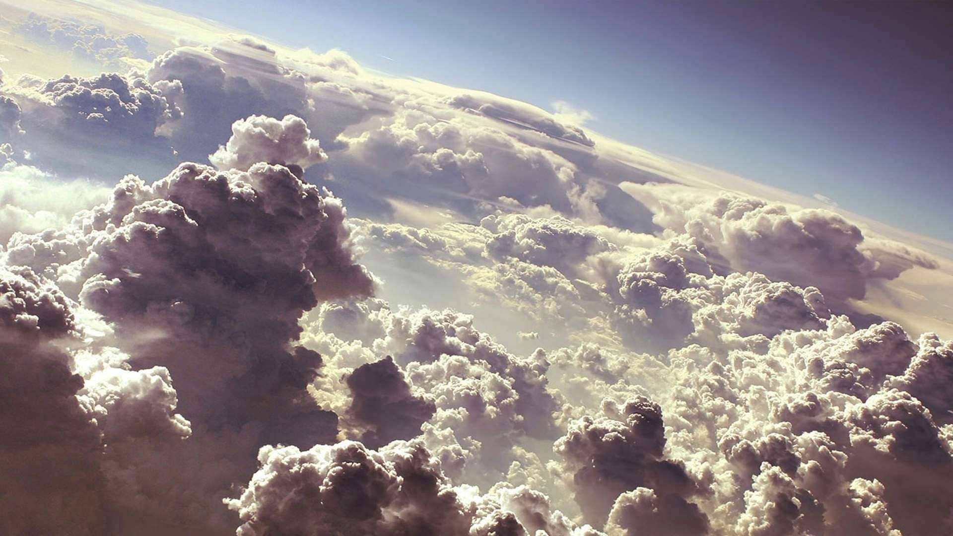 aesthetic cloud, cottony clouds, gradient sky, Full HD Desktop Wallpaper