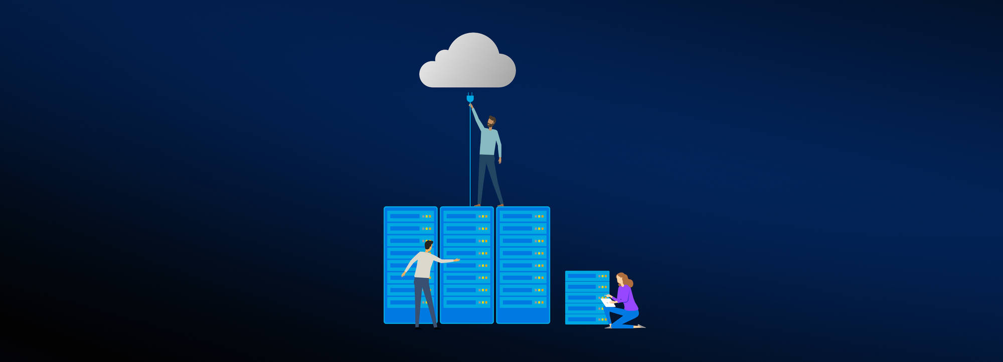 blue aesthetic cloud, glowing blue server racks, floating cloud, Full HD Desktop Wallpaper