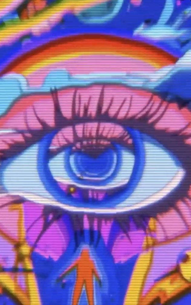 rainbow iris, pixelated glitch effects, psychedelic background, SD Phone Wallpaper