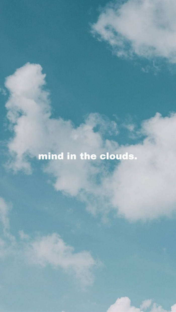 cloud aesthetic, teal sky, soft white clouds, SD Phone Wallpaper