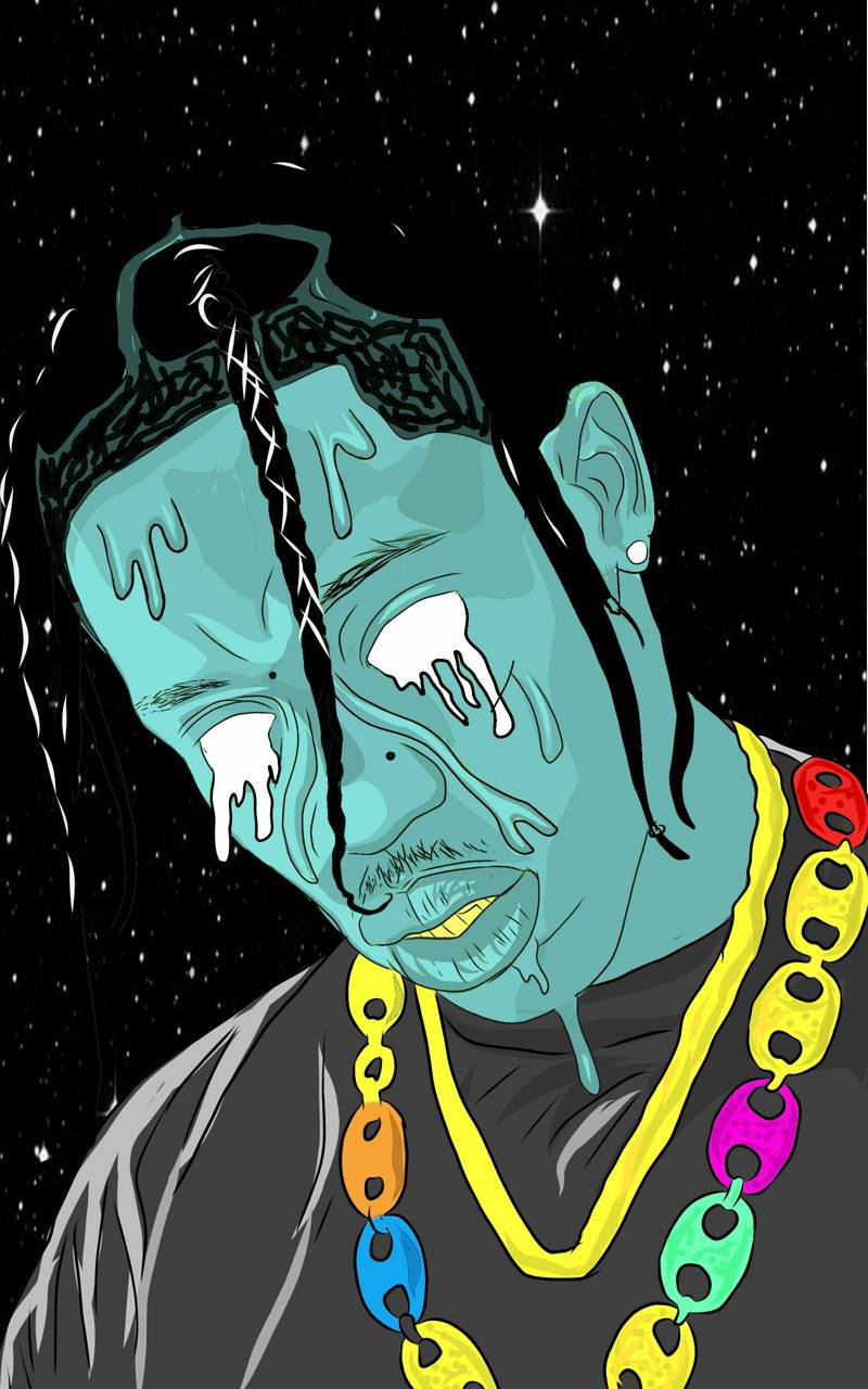 Cool Drip Guy, teal-skinned, melting features, HD Phone Wallpaper