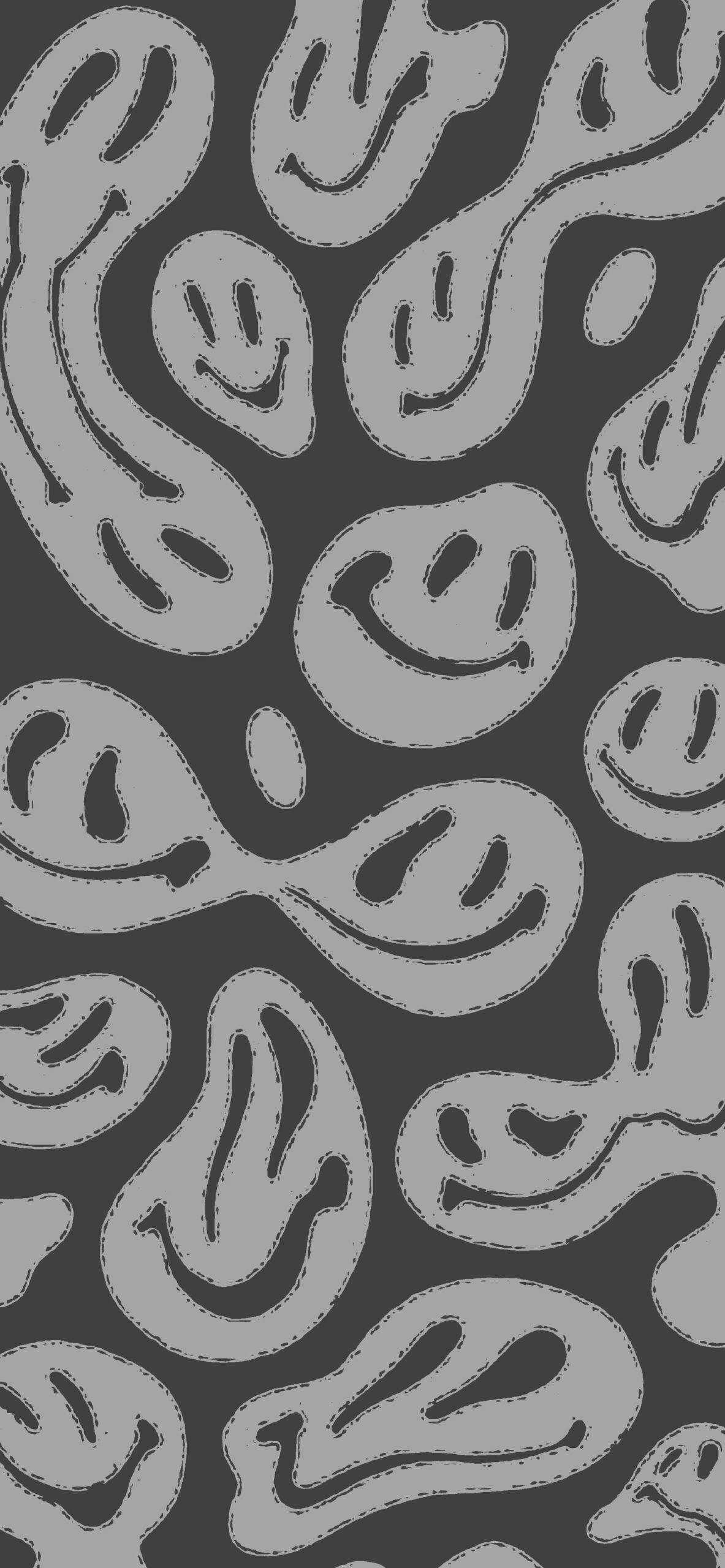 grayscale, distorted smiley, repeating pattern, 2K Phone Wallpaper