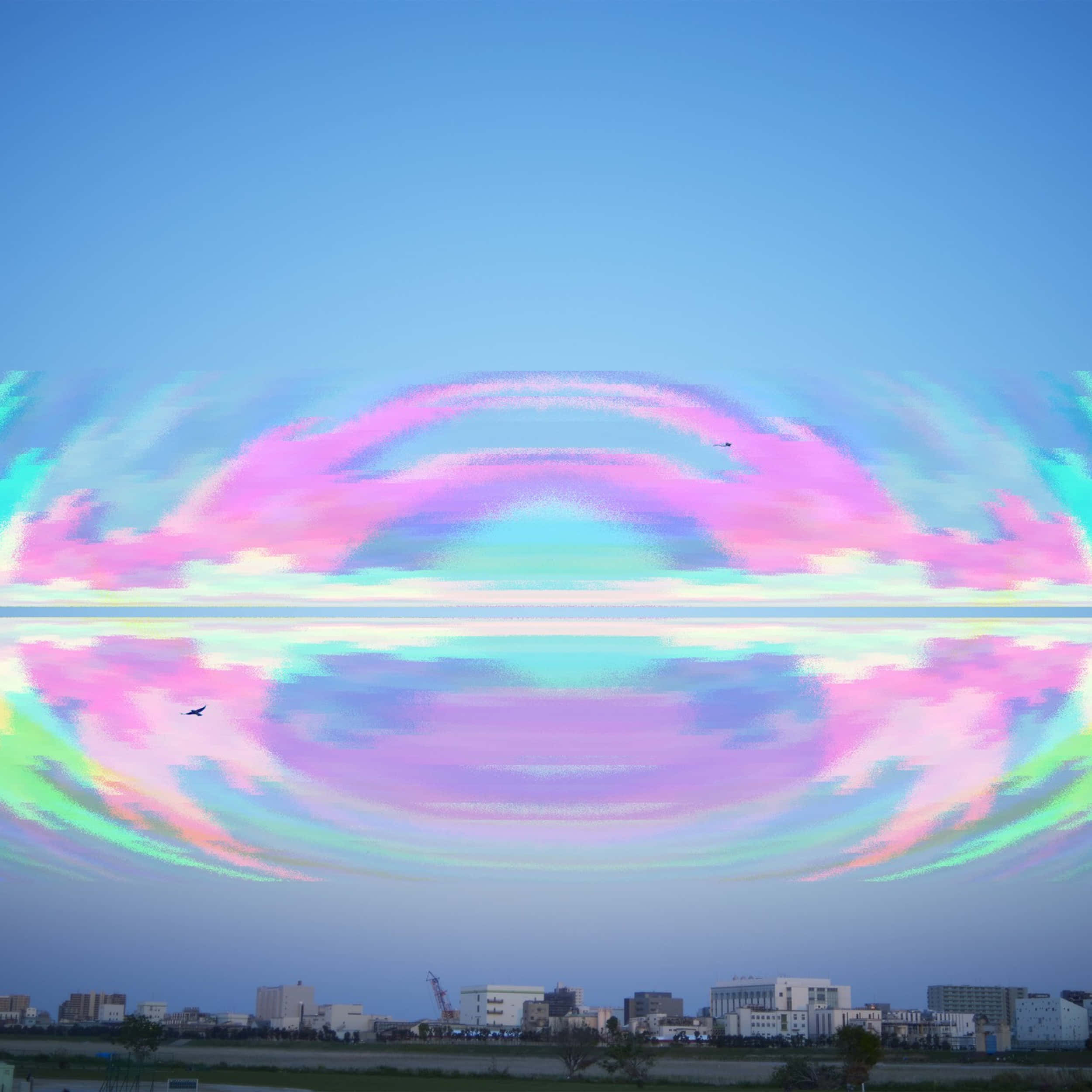 Trippy Aesthetic, swirling pink and cyan clouds, water, Full HD Desktop Wallpaper