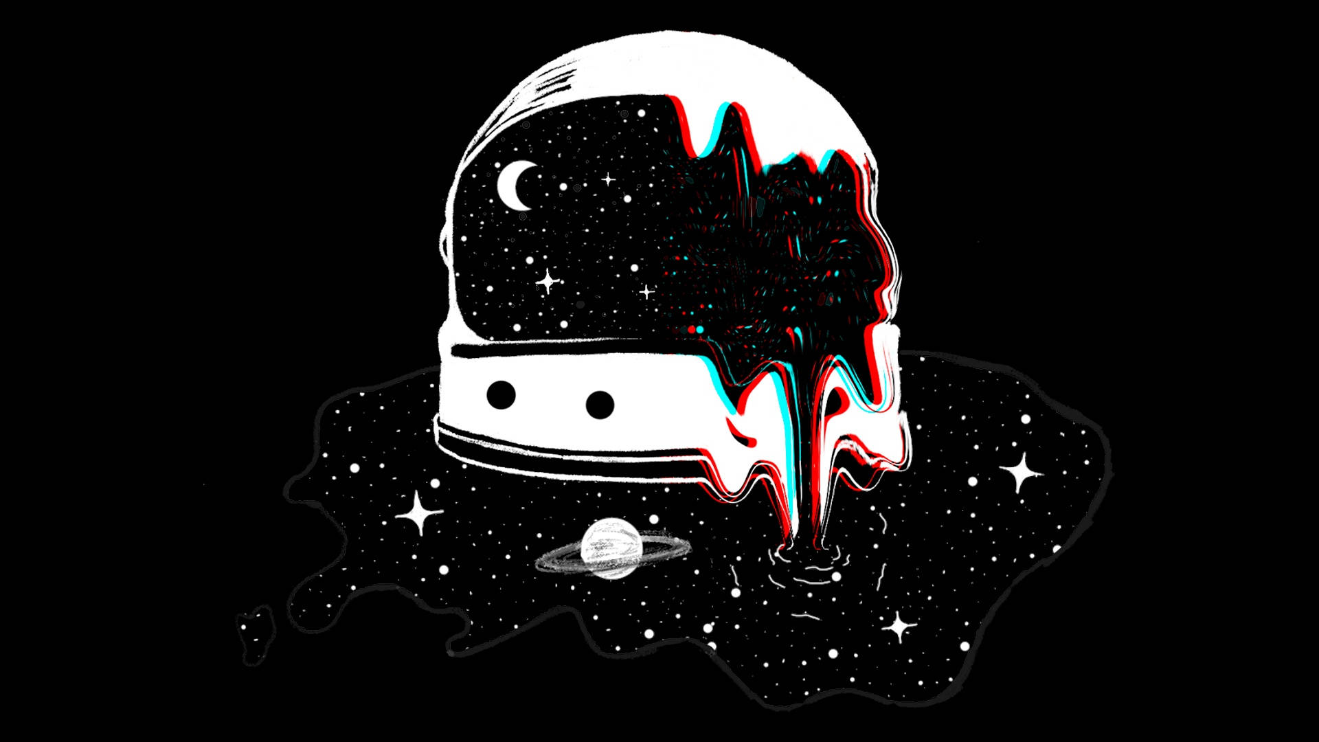 distorted astronaut helmet, melting astronaut helmet, space, Full HD Desktop Wallpaper