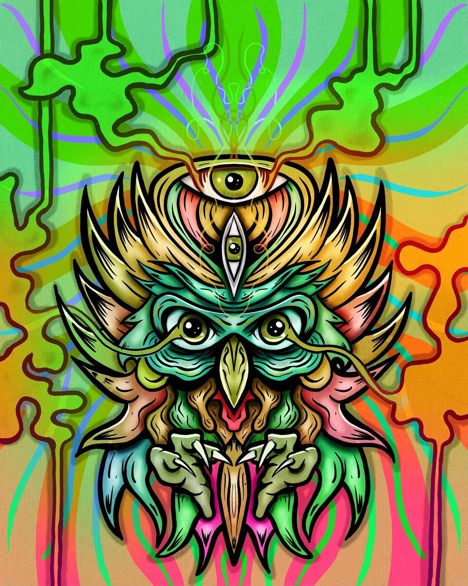 Psychedelic Safari Adventure, psychedelic owl, third eye, Full HD Phone Wallpaper