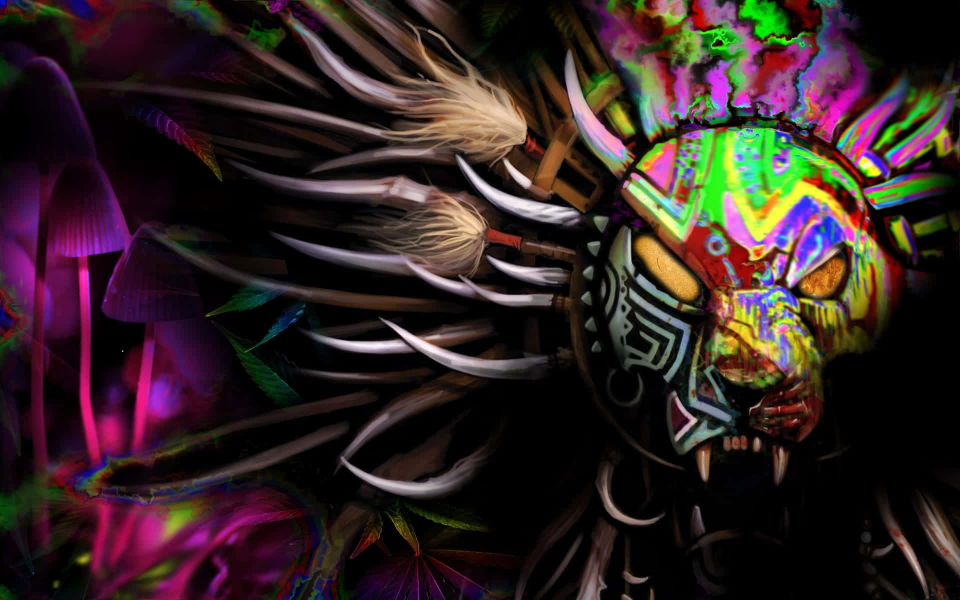 Surreal Painting, Colorful Elephants, glowing neon colors, Full HD Desktop Wallpaper