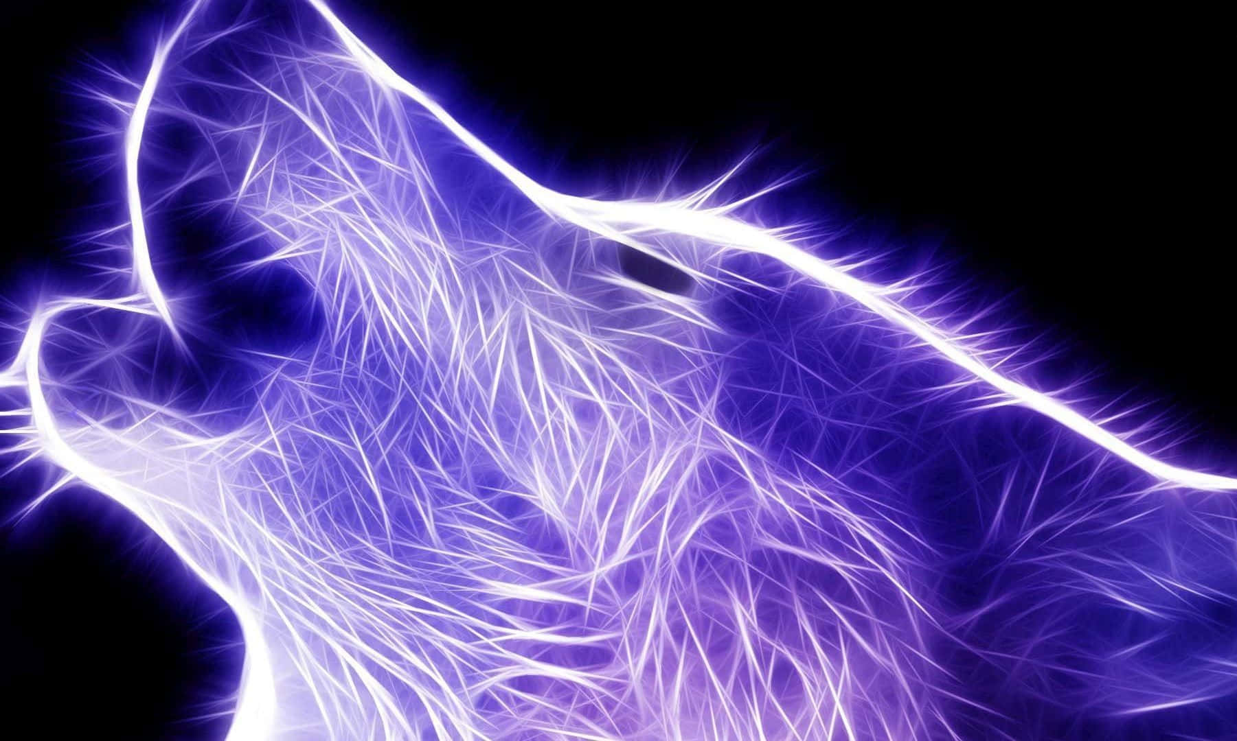 Trippy Animals, electric blue wolf silhouette, black background, HD Desktop Wallpaper