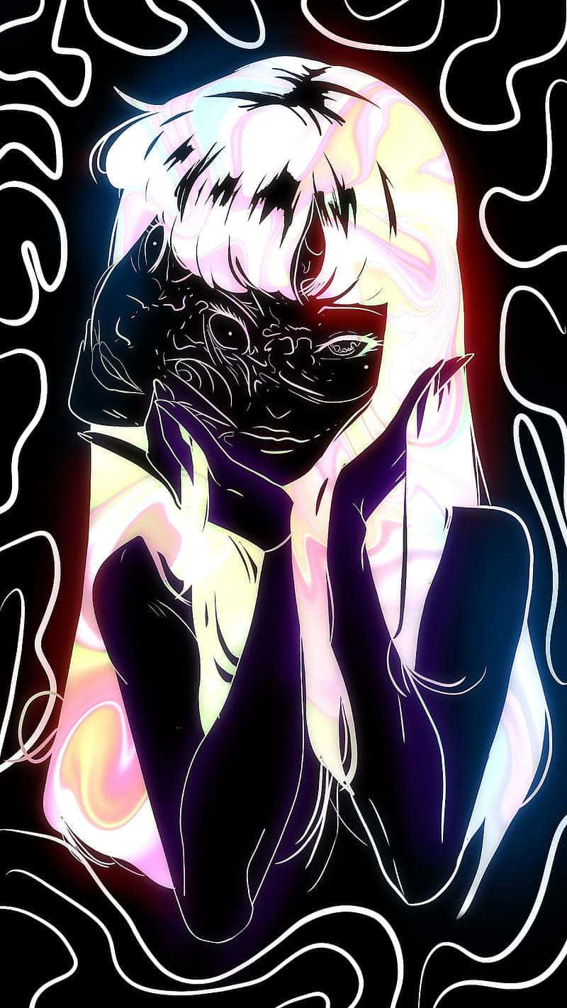 anime girl, glowing white hair, black mask, HD Phone Wallpaper