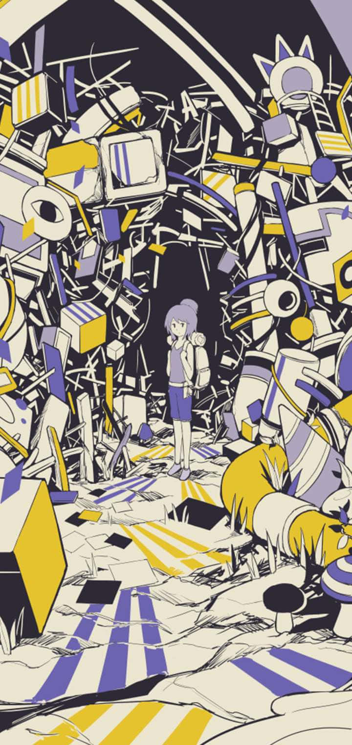 anime girl, surreal tunnel, broken tech, HD Phone Wallpaper