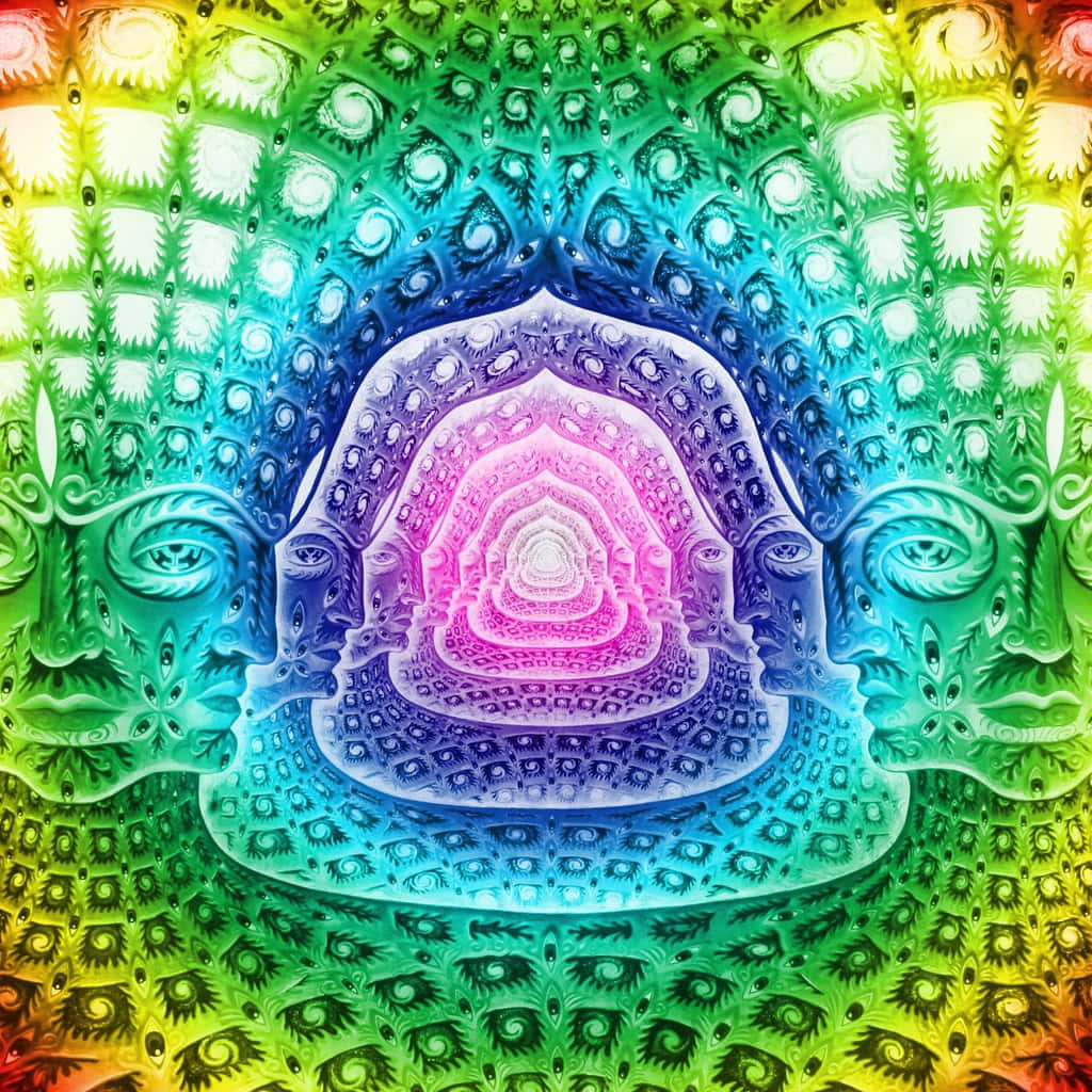 Trippy Fractal Art, psychedelic fractal mandala, rainbow hues, SD Desktop Wallpaper