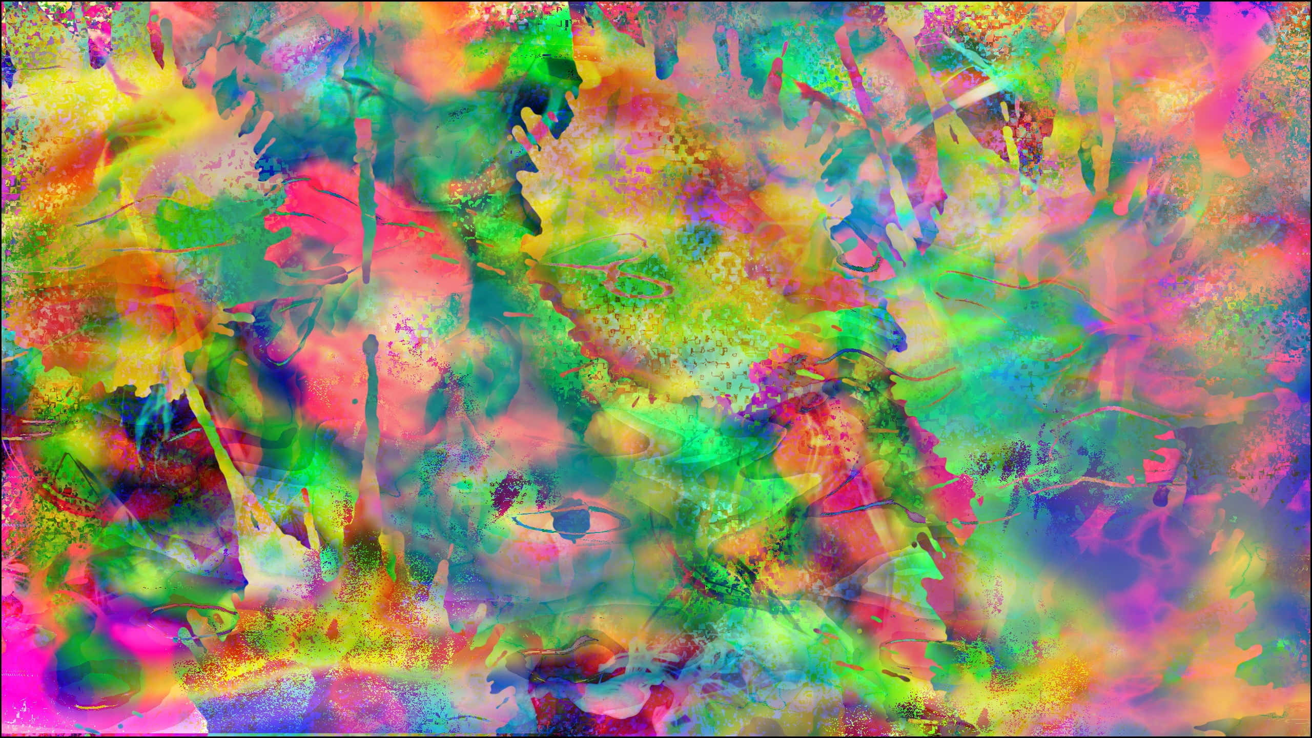 multicolored spirals, psychedelic dimension, neon pink green yellow purple, 2K Desktop Wallpaper