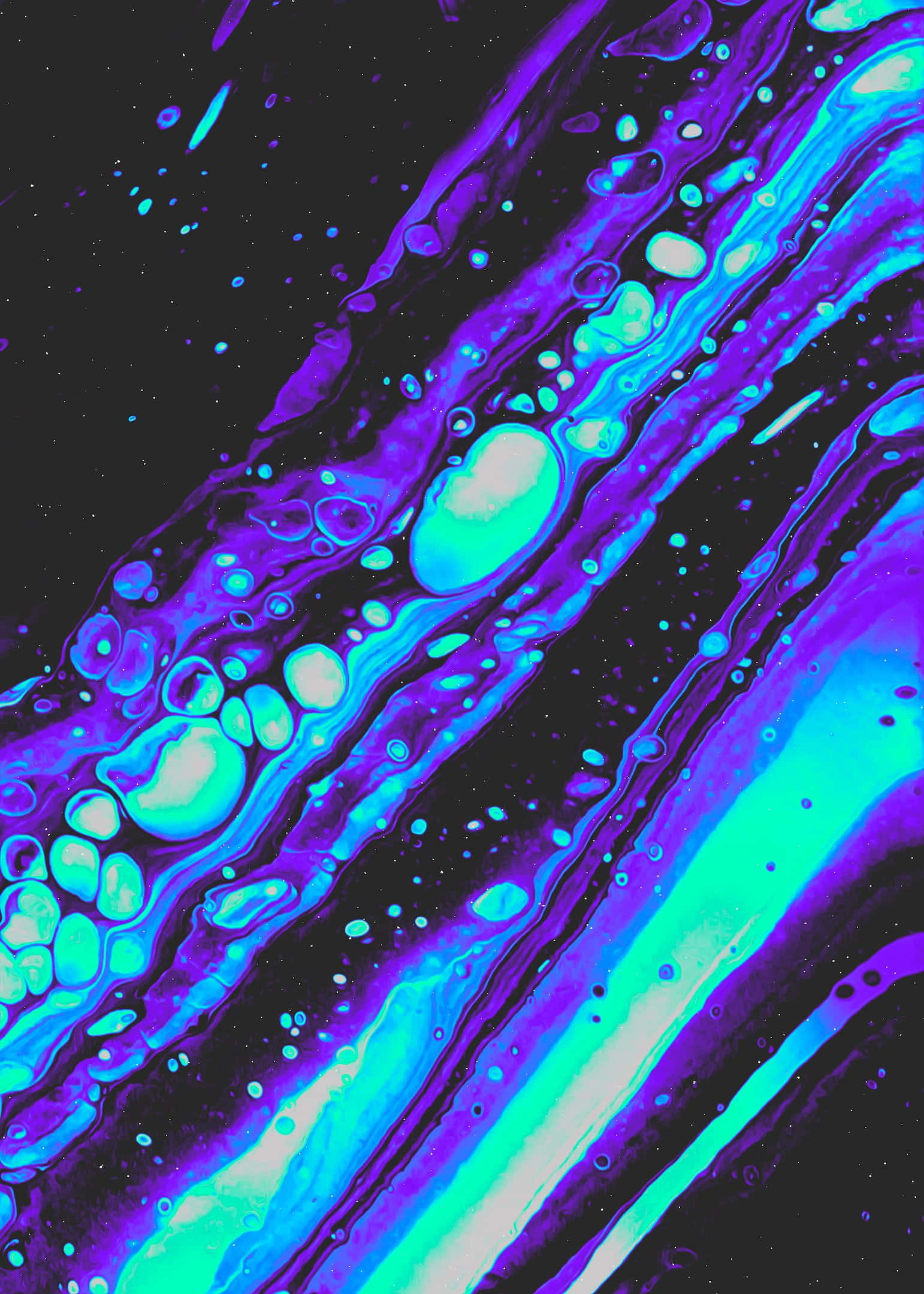neon blue, purple liquid swirls, black background, Full HD Phone Wallpaper