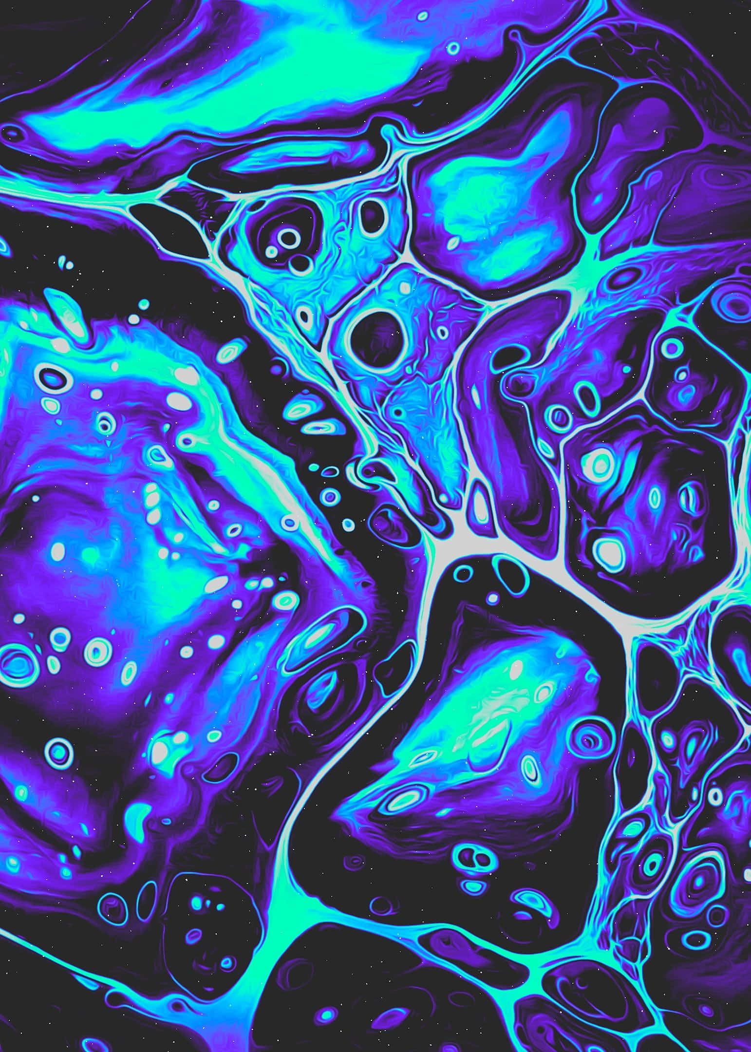 neon blue, purple liquid swirls, black canvas, Full HD Phone Wallpaper