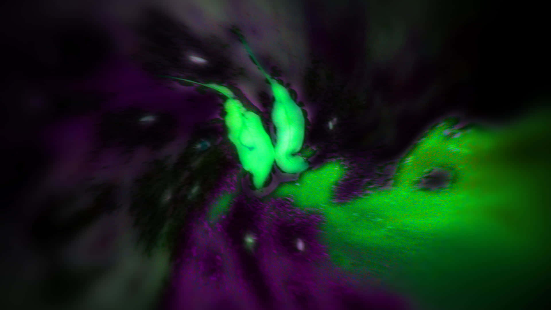 Vibrant green, purple abstract swirls, cosmic tunnel effect, Full HD Desktop Wallpaper