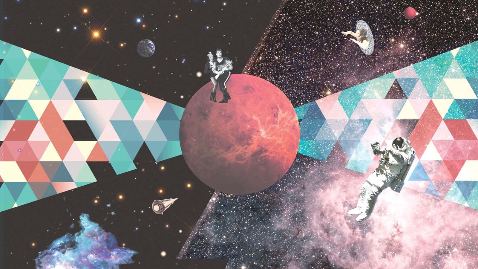 trippy astronaut, space, red planet, HD Desktop Wallpaper