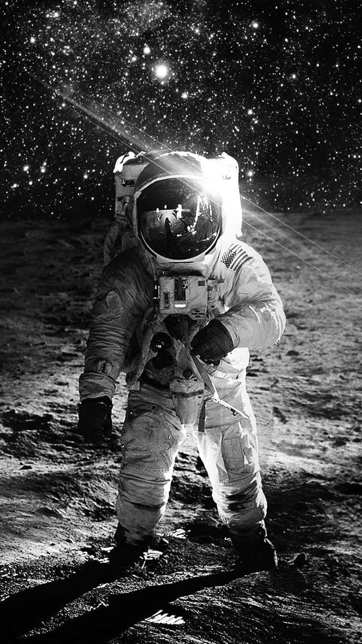 Astronaut, moon surface, starry sky, HD Phone Wallpaper