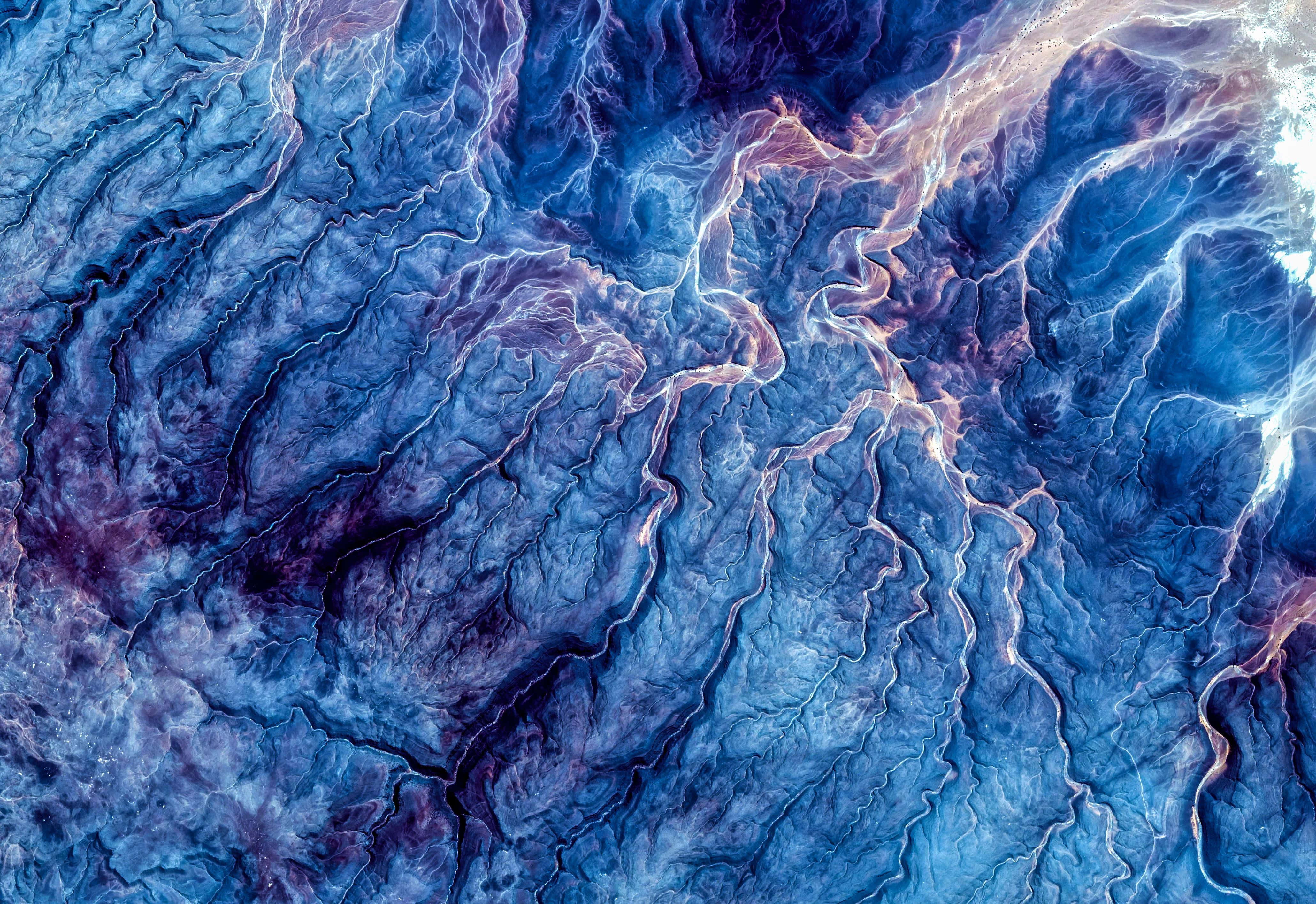 Trippy Blue, abstract blue, purple river networks, 4K Desktop Wallpaper