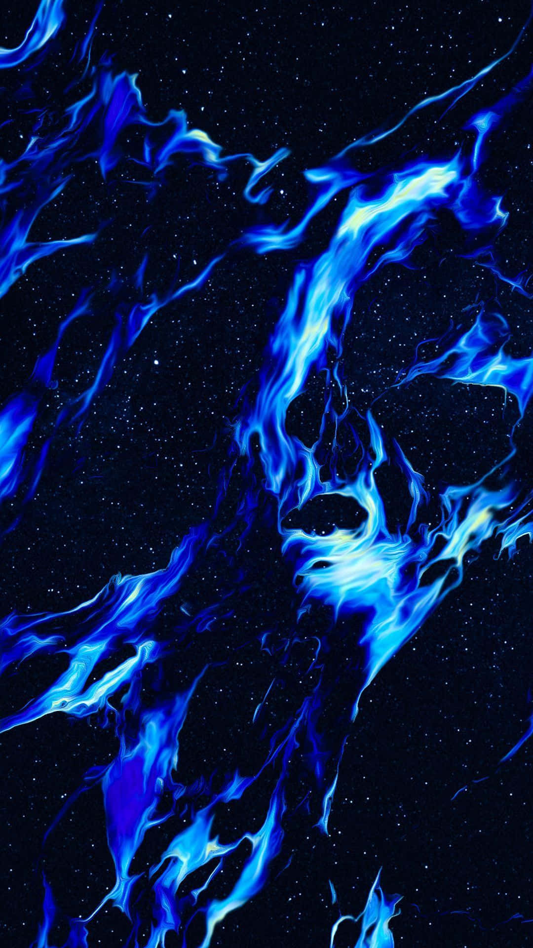 Trippy Blue, vibrant blue, cosmic flames, Full HD Phone Wallpaper