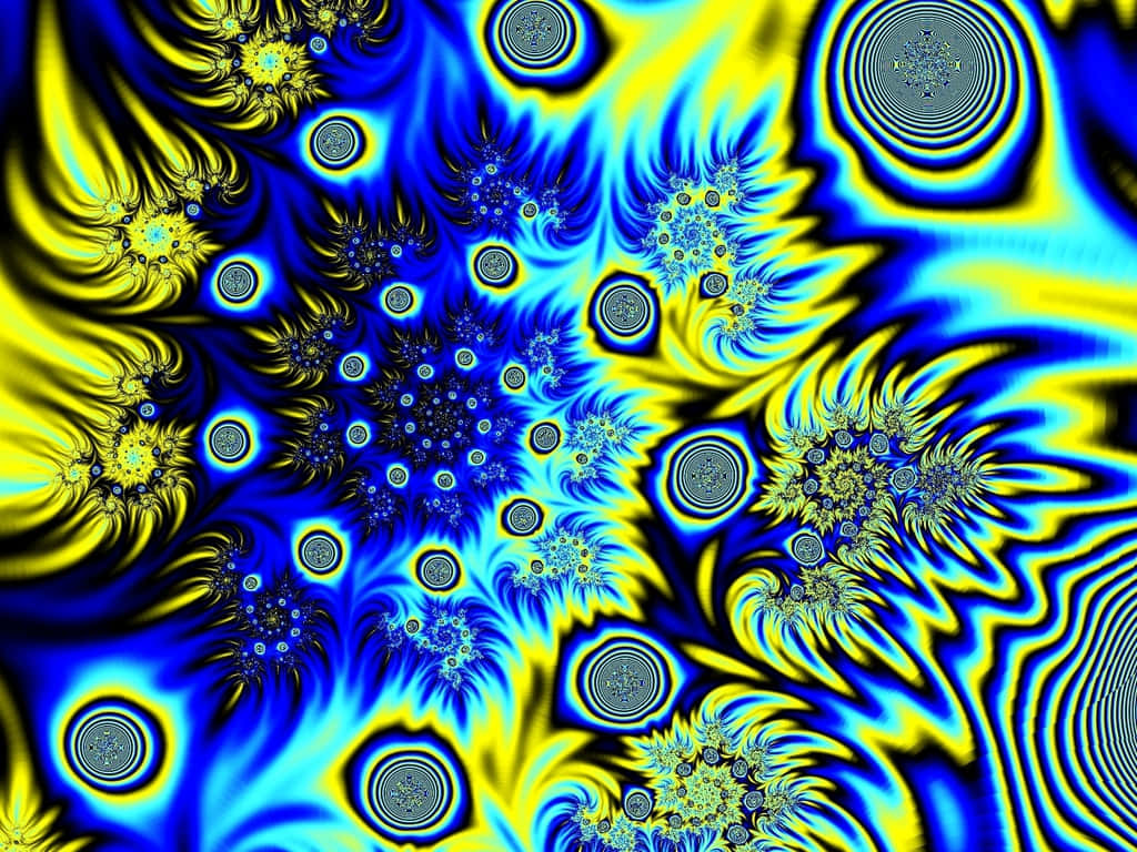 blue, yellow, fractal pattern, SD Desktop Wallpaper