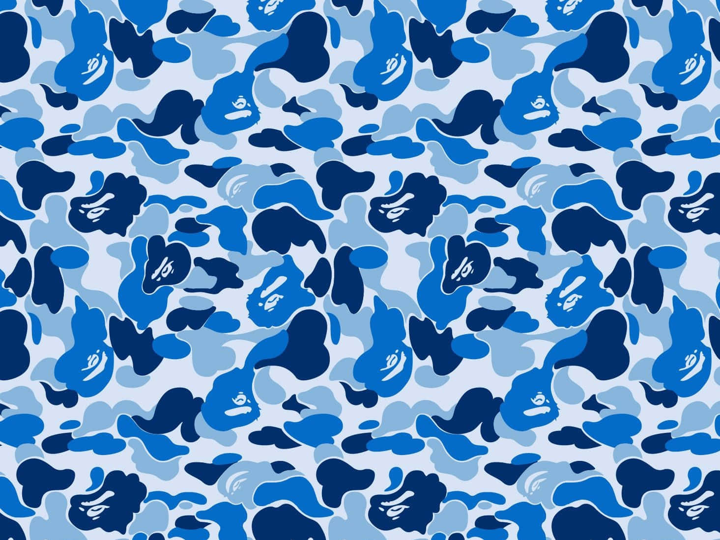 blue bape camo, blue and white camo pattern, repeating blue camouflage pattern, HD Desktop Wallpaper