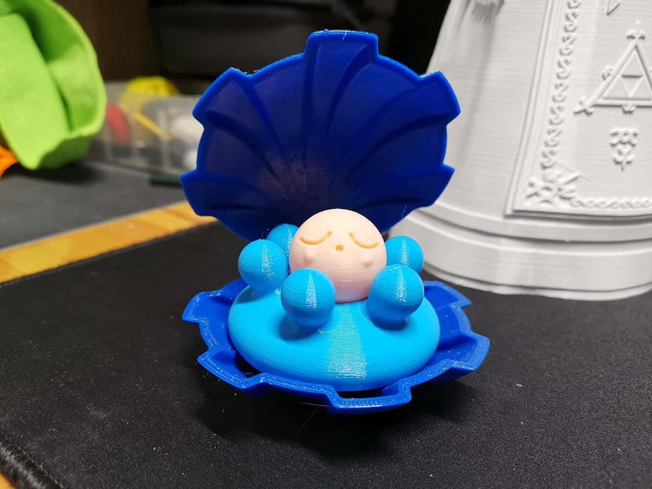blue clamperl toy, 3d-printed blue seashell toy, smiling pearl, HD Desktop Wallpaper