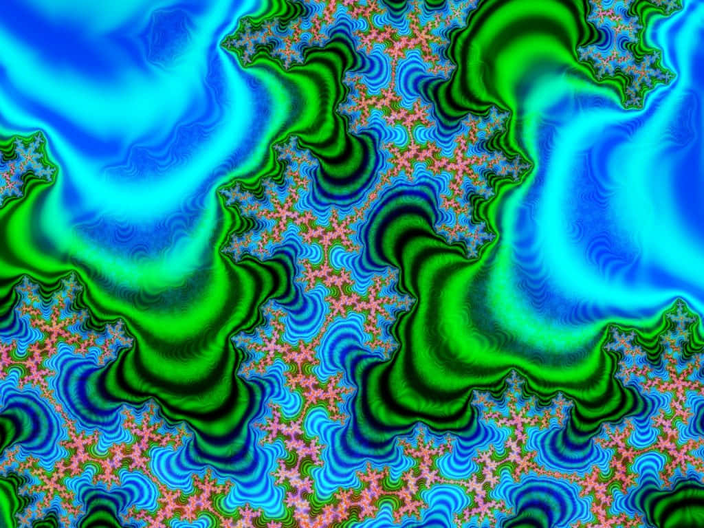 Trippy Blue, electric blues, neon greens, SD Desktop Wallpaper