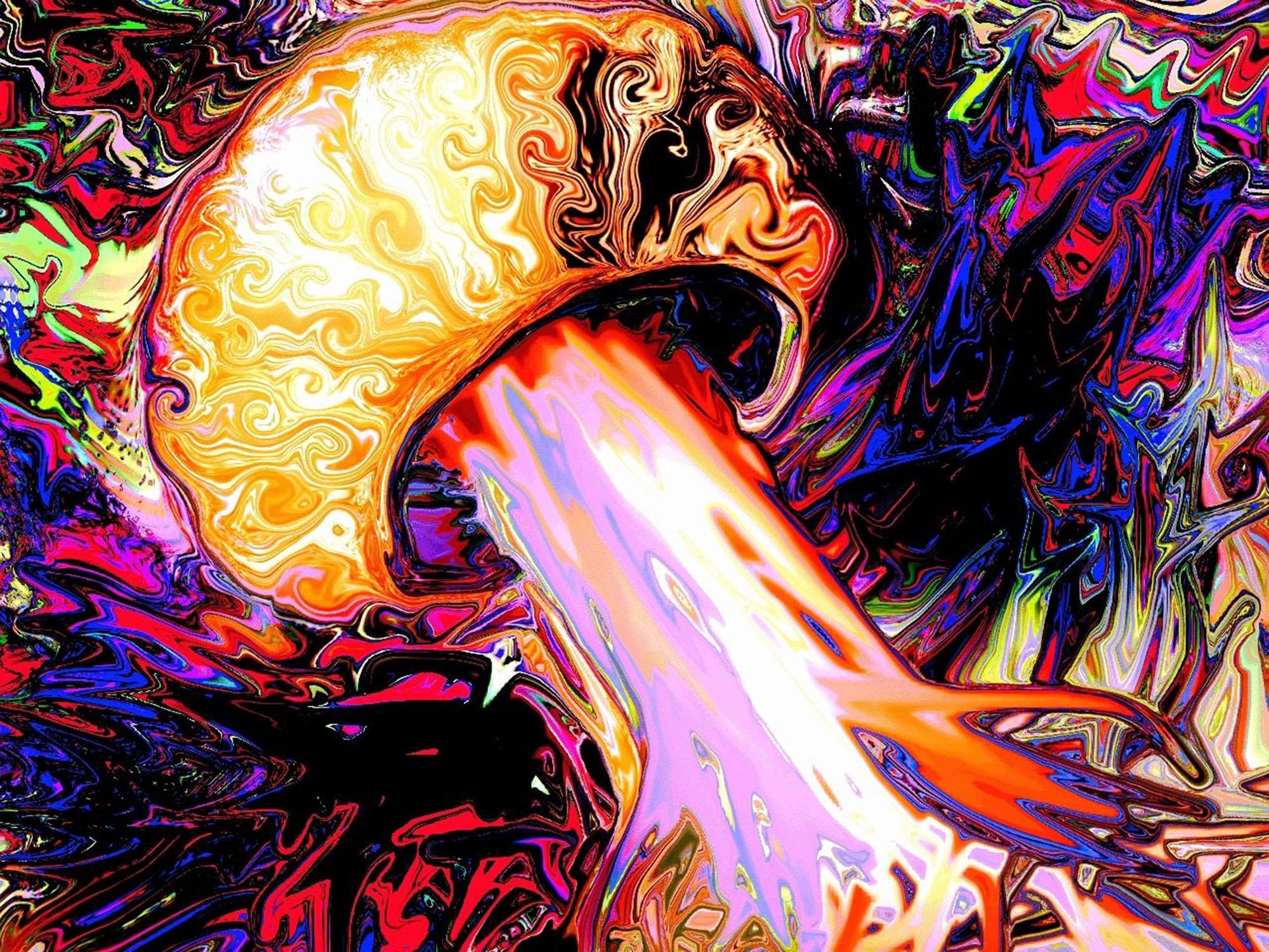 Trippy Dark Aesthetic, fiery orange, electric blue, Full HD Desktop Wallpaper